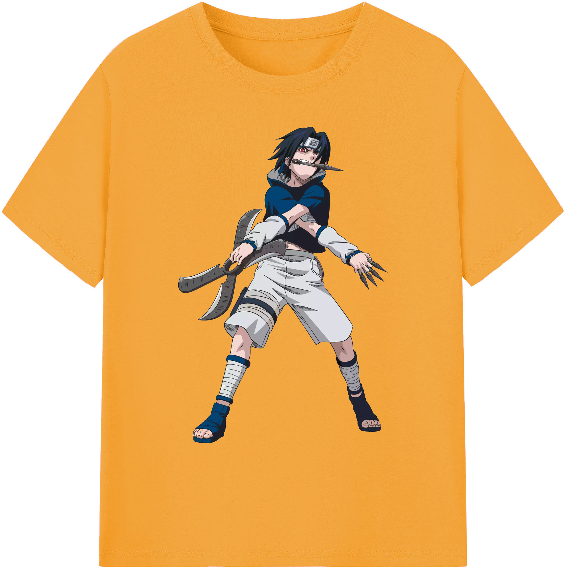 （画像用） NARUTO -ナルト- うちは サスケ Uchiha Sasuke 綿100％ メンズ半袖Tシャツ｜肌触りやわらか＆通気性