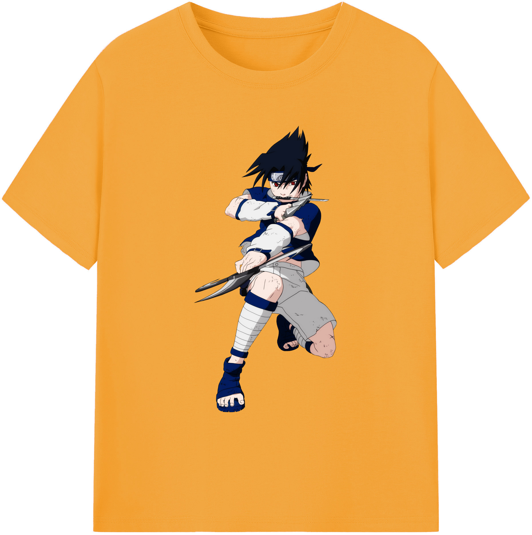 （画像用） NARUTO -ナルト- うちは サスケ Uchiha Sasuke 綿100％ メンズ半袖Tシャツ｜肌触りやわらか＆通気性