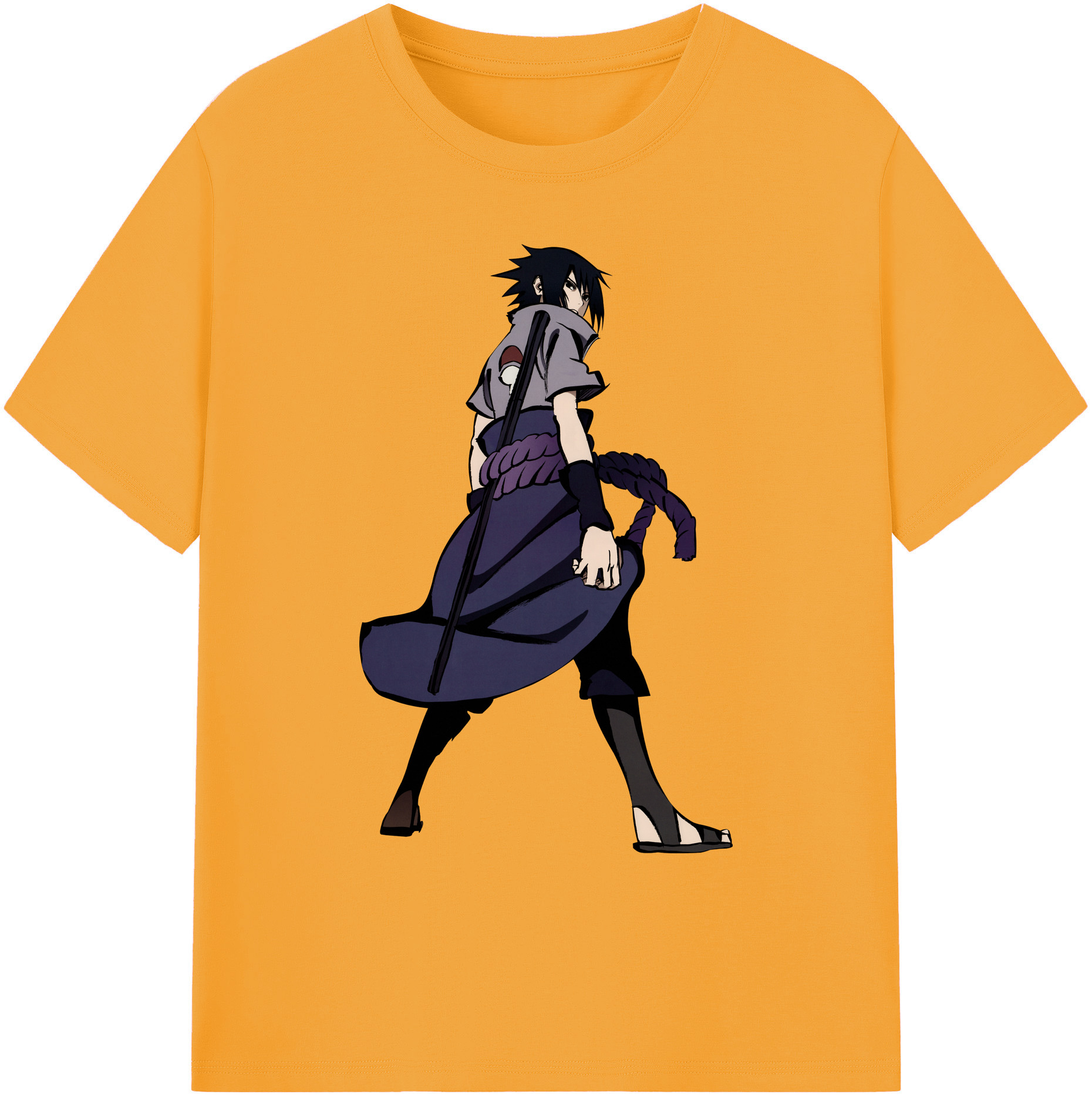 （画像用） NARUTO -ナルト- うちは サスケ Uchiha Sasuke 綿100％ メンズ半袖Tシャツ｜肌触りやわらか＆通気性