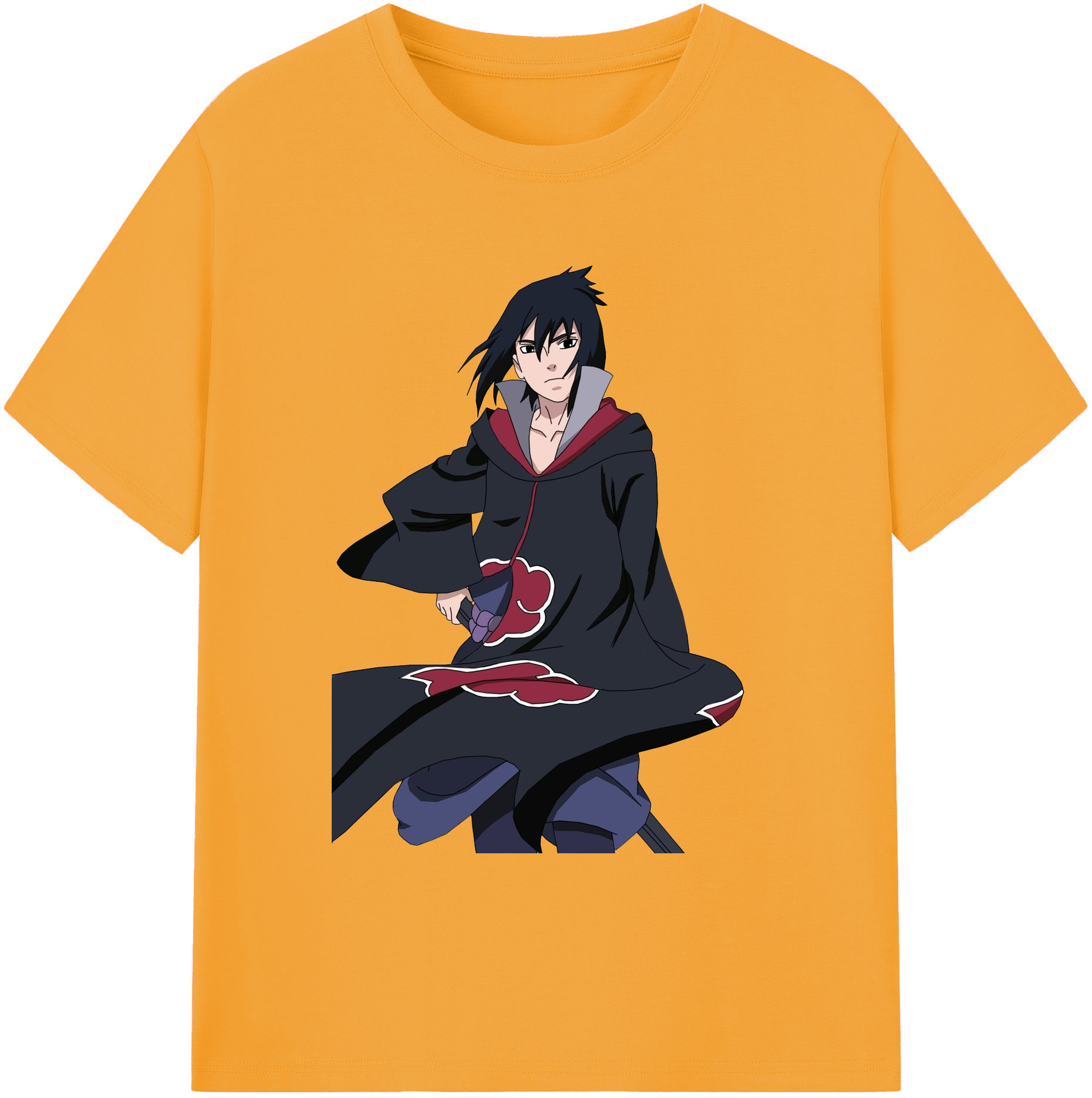 （画像用） NARUTO -ナルト- うちは サスケ Uchiha Sasuke 綿100％ メンズ半袖Tシャツ｜肌触りやわらか＆通気性