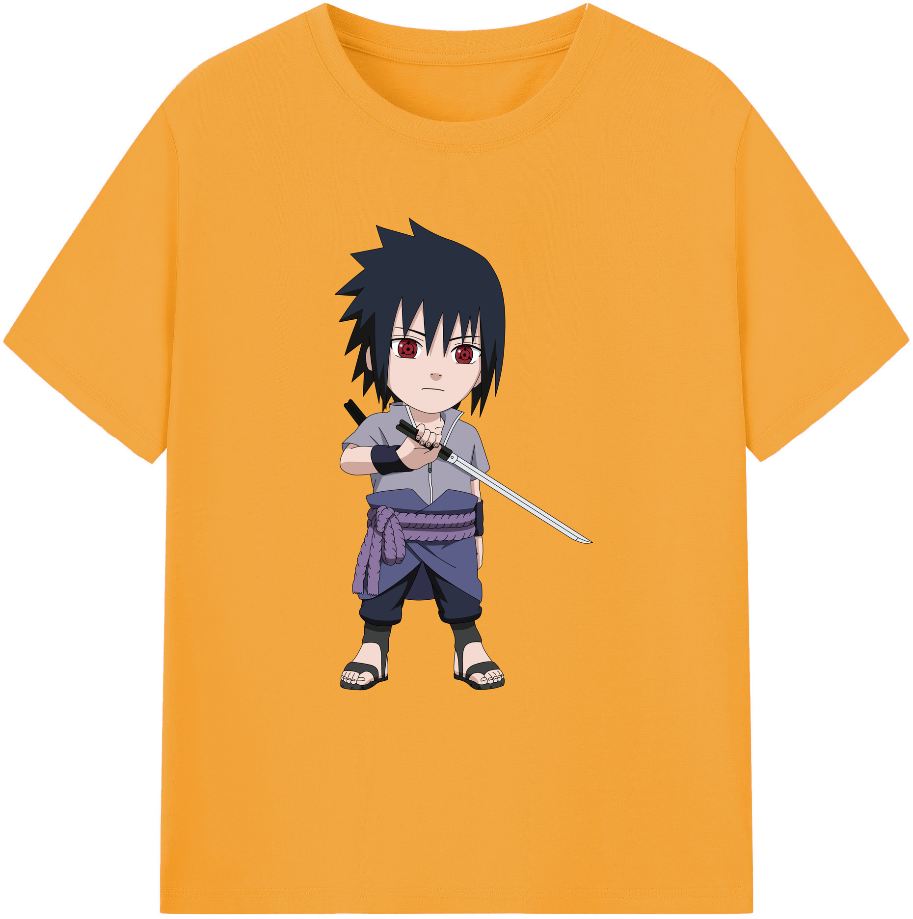 （画像用） NARUTO -ナルト- うちは サスケ Uchiha Sasuke 綿100％ メンズ半袖Tシャツ｜肌触りやわらか＆通気性
