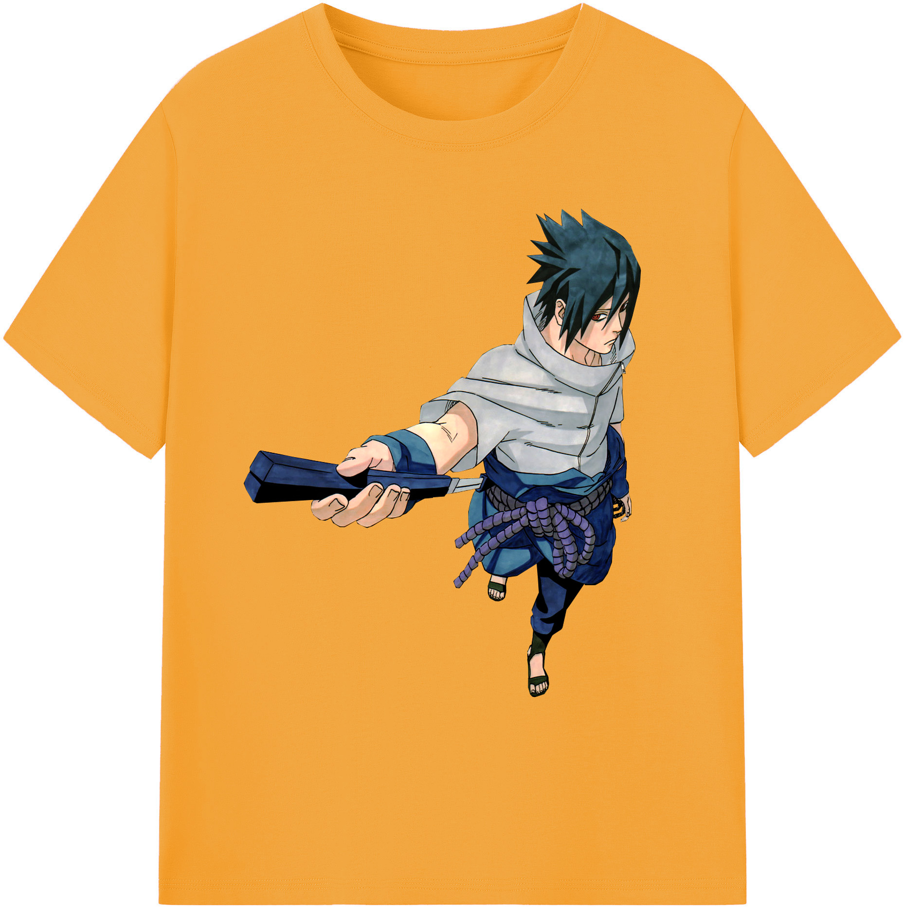 （画像用） NARUTO -ナルト- うちは サスケ Uchiha Sasuke 綿100％ メンズ半袖Tシャツ｜肌触りやわらか＆通気性