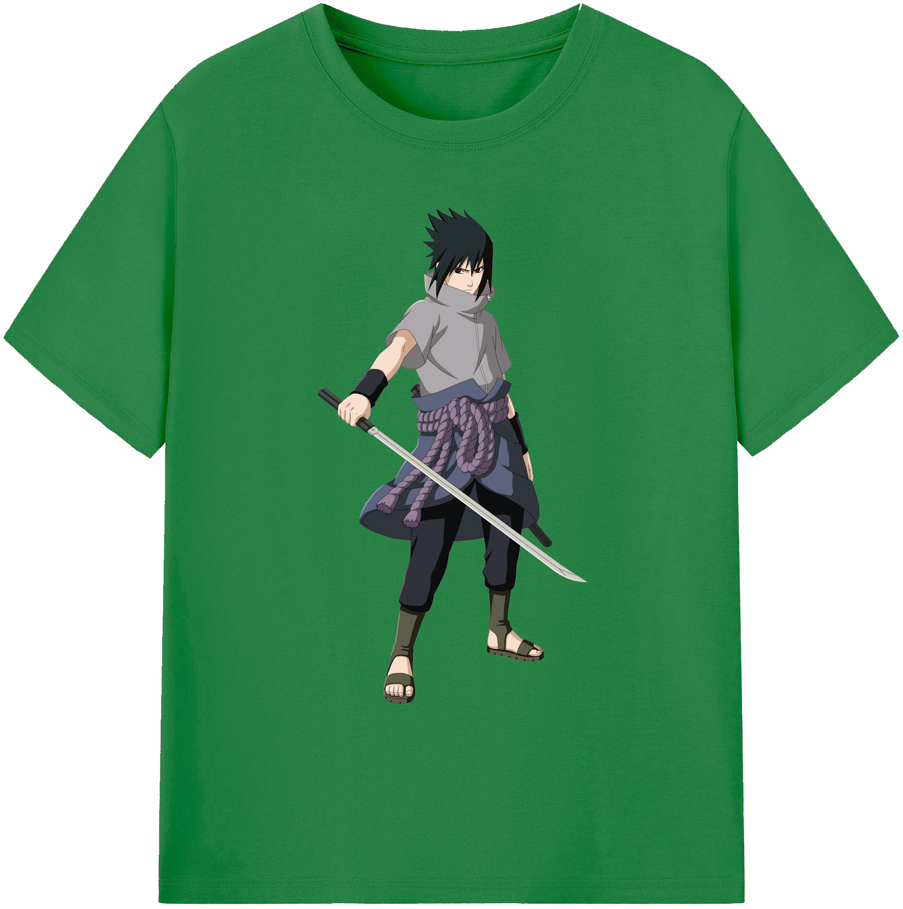 （画像用） NARUTO -ナルト- うちは サスケ Uchiha Sasuke 綿100％ メンズ半袖Tシャツ｜肌触りやわらか＆通気性