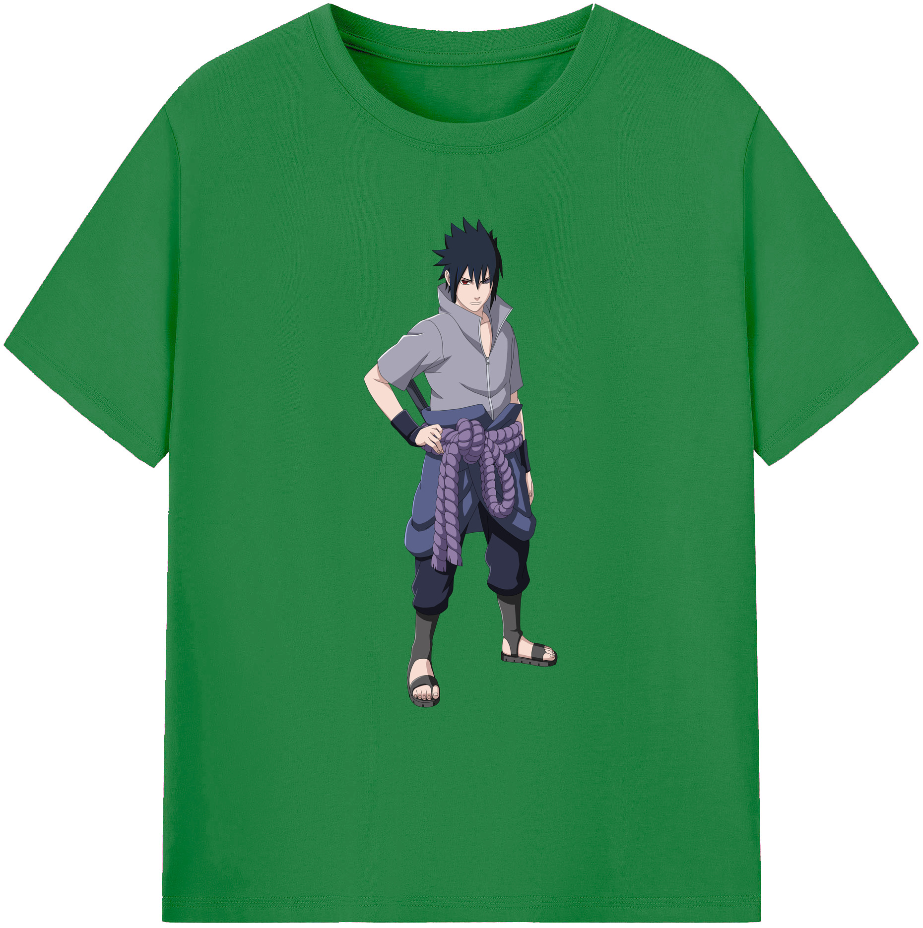 （画像用） NARUTO -ナルト- うちは サスケ Uchiha Sasuke 綿100％ メンズ半袖Tシャツ｜肌触りやわらか＆通気性