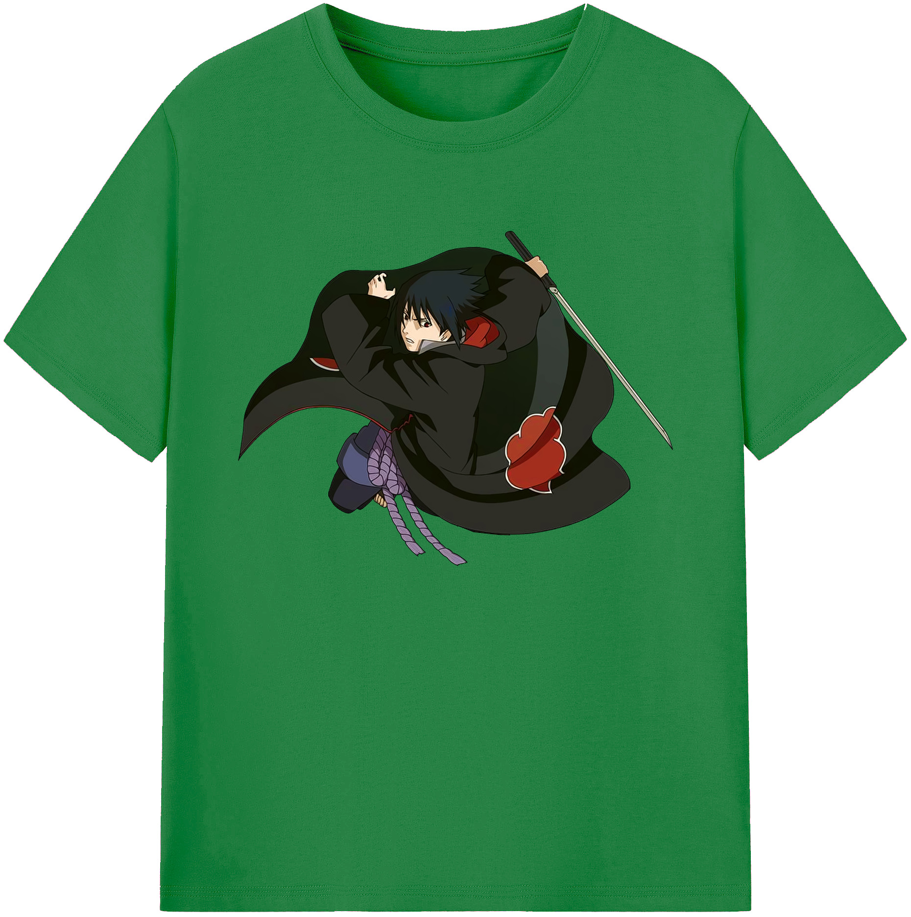 （画像用） NARUTO -ナルト- うちは サスケ Uchiha Sasuke 綿100％ メンズ半袖Tシャツ｜肌触りやわらか＆通気性