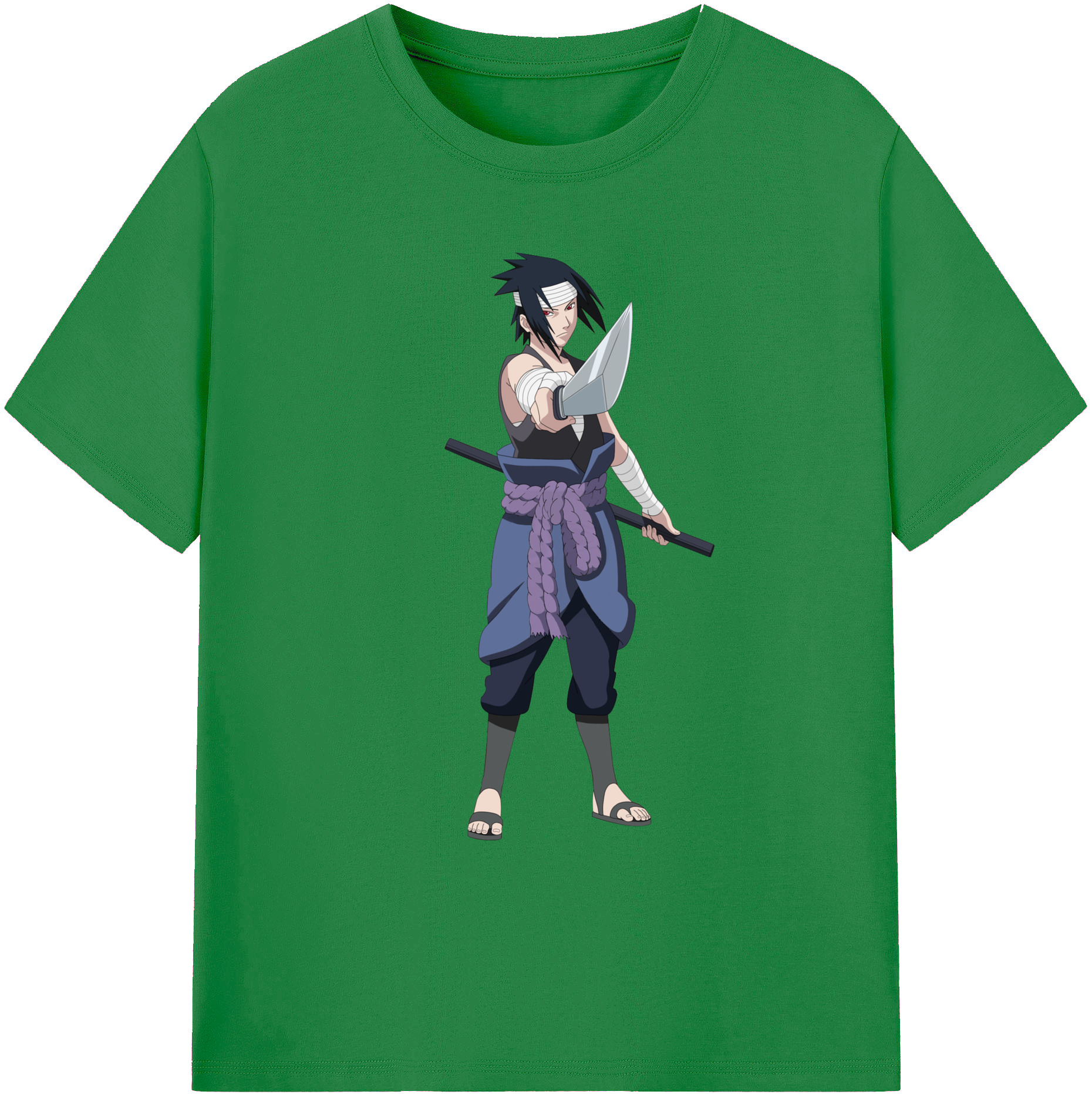（画像用） NARUTO -ナルト- うちは サスケ Uchiha Sasuke 綿100％ メンズ半袖Tシャツ｜肌触りやわらか＆通気性