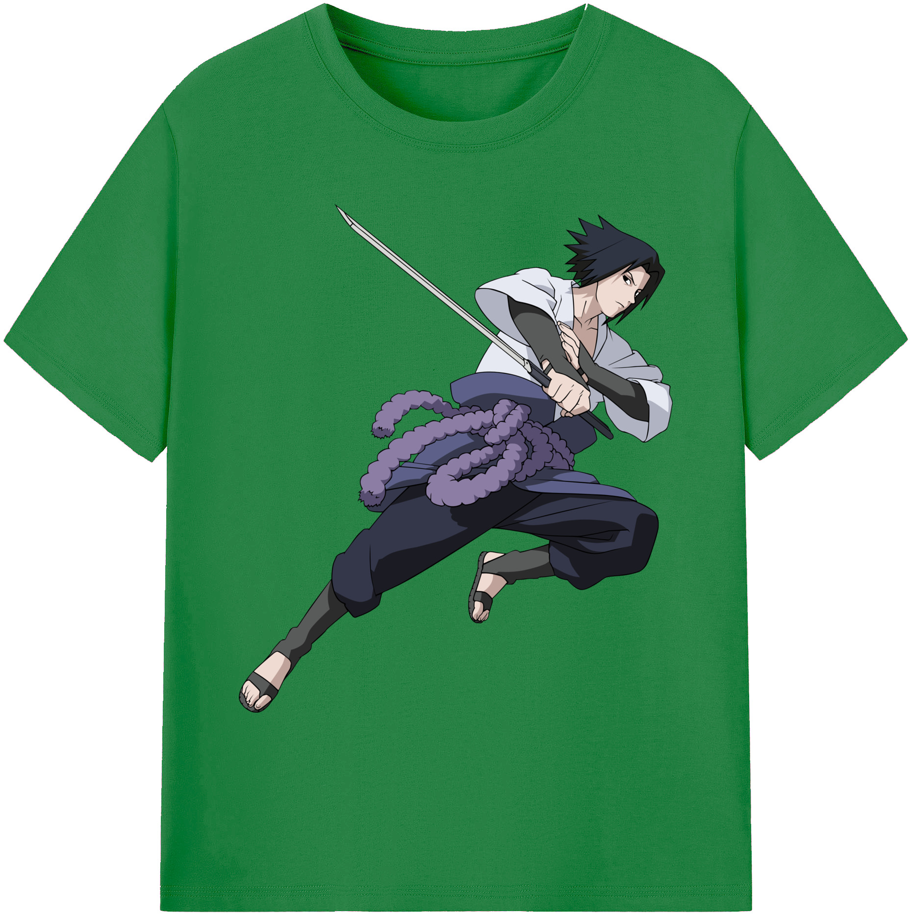 （画像用） NARUTO -ナルト- うちは サスケ Uchiha Sasuke 綿100％ メンズ半袖Tシャツ｜肌触りやわらか＆通気性