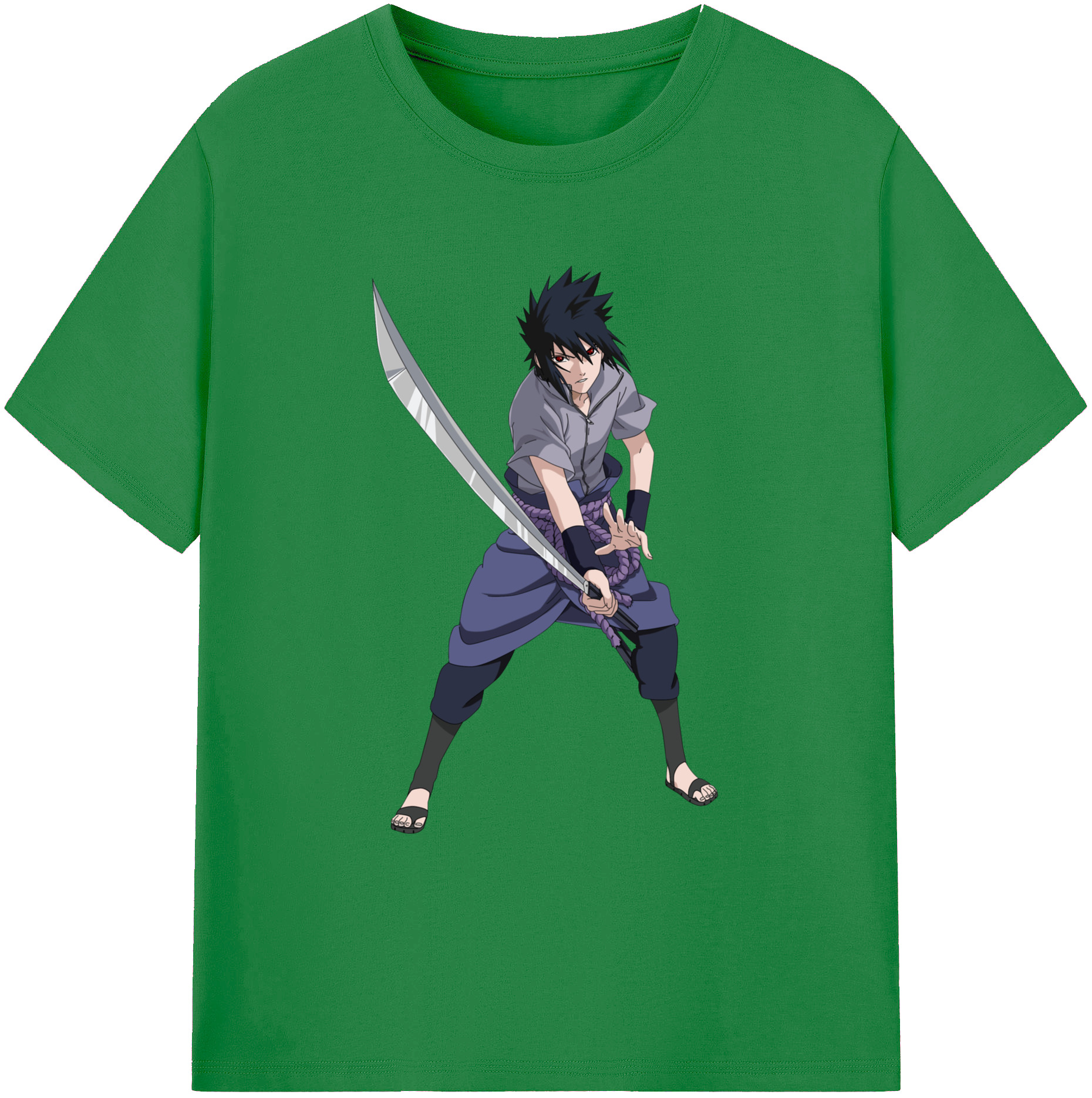 （画像用） NARUTO -ナルト- うちは サスケ Uchiha Sasuke 綿100％ メンズ半袖Tシャツ｜肌触りやわらか＆通気性