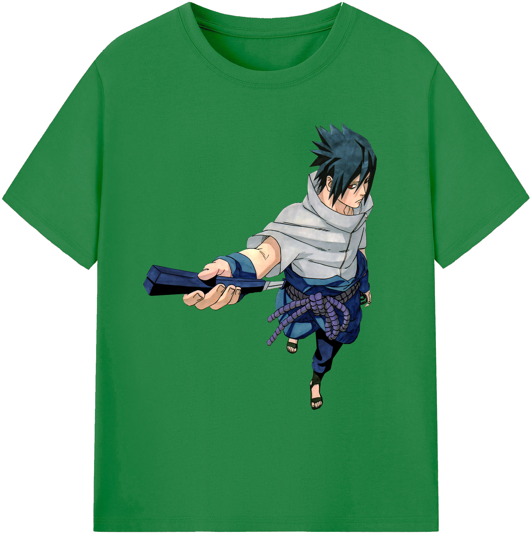 （画像用） NARUTO -ナルト- うちは サスケ Uchiha Sasuke 綿100％ メンズ半袖Tシャツ｜肌触りやわらか＆通気性