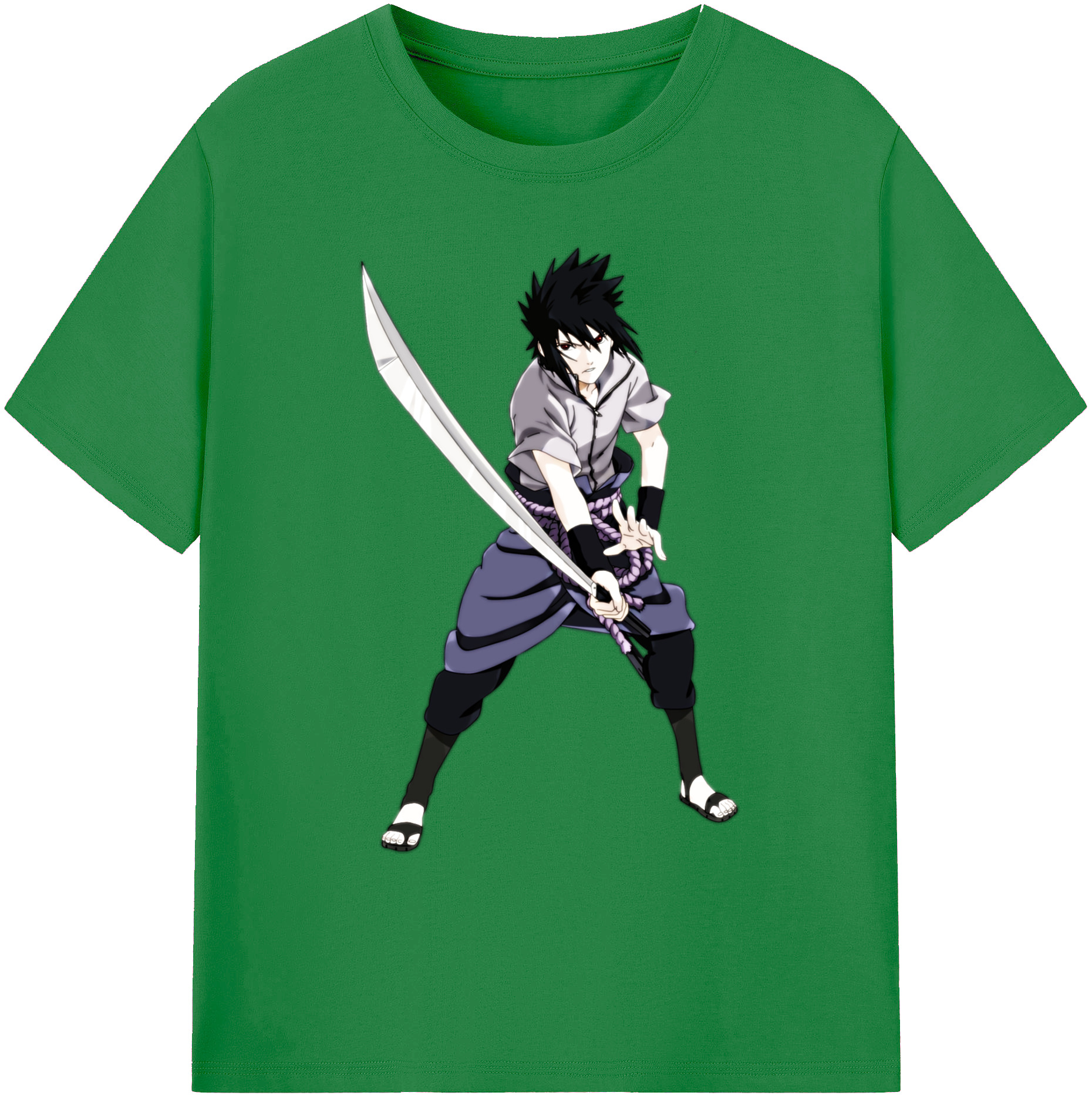 （画像用） NARUTO -ナルト- うちは サスケ Uchiha Sasuke 綿100％ メンズ半袖Tシャツ｜肌触りやわらか＆通気性