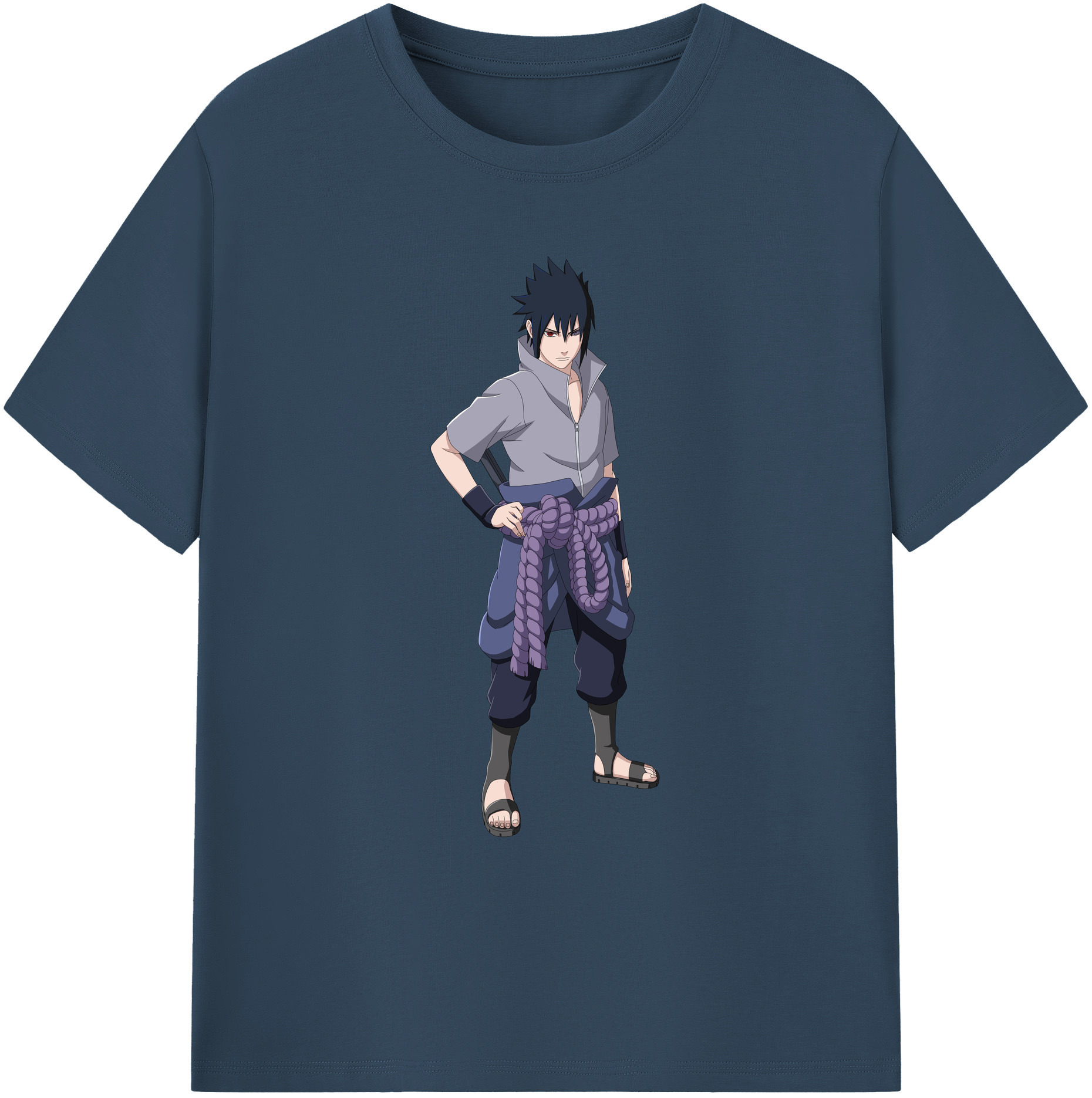（画像用） NARUTO -ナルト- うちは サスケ Uchiha Sasuke 綿100％ メンズ半袖Tシャツ｜肌触りやわらか＆通気性