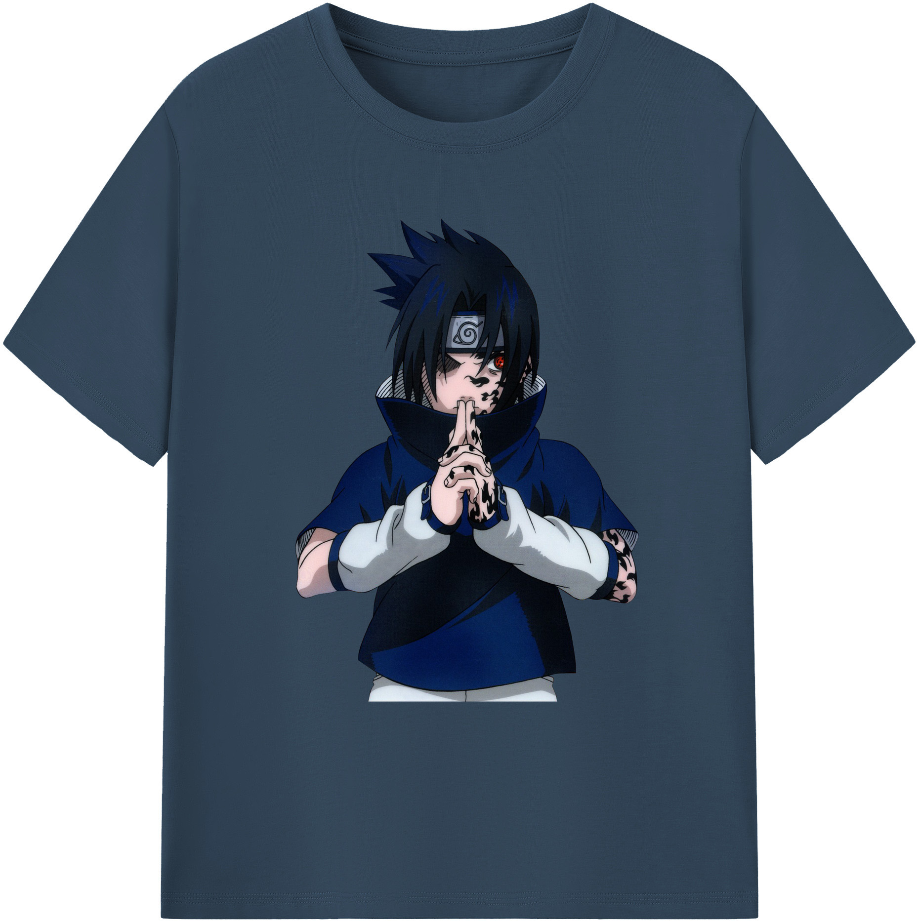 （画像用） NARUTO -ナルト- うちは サスケ Uchiha Sasuke 綿100％ メンズ半袖Tシャツ｜肌触りやわらか＆通気性