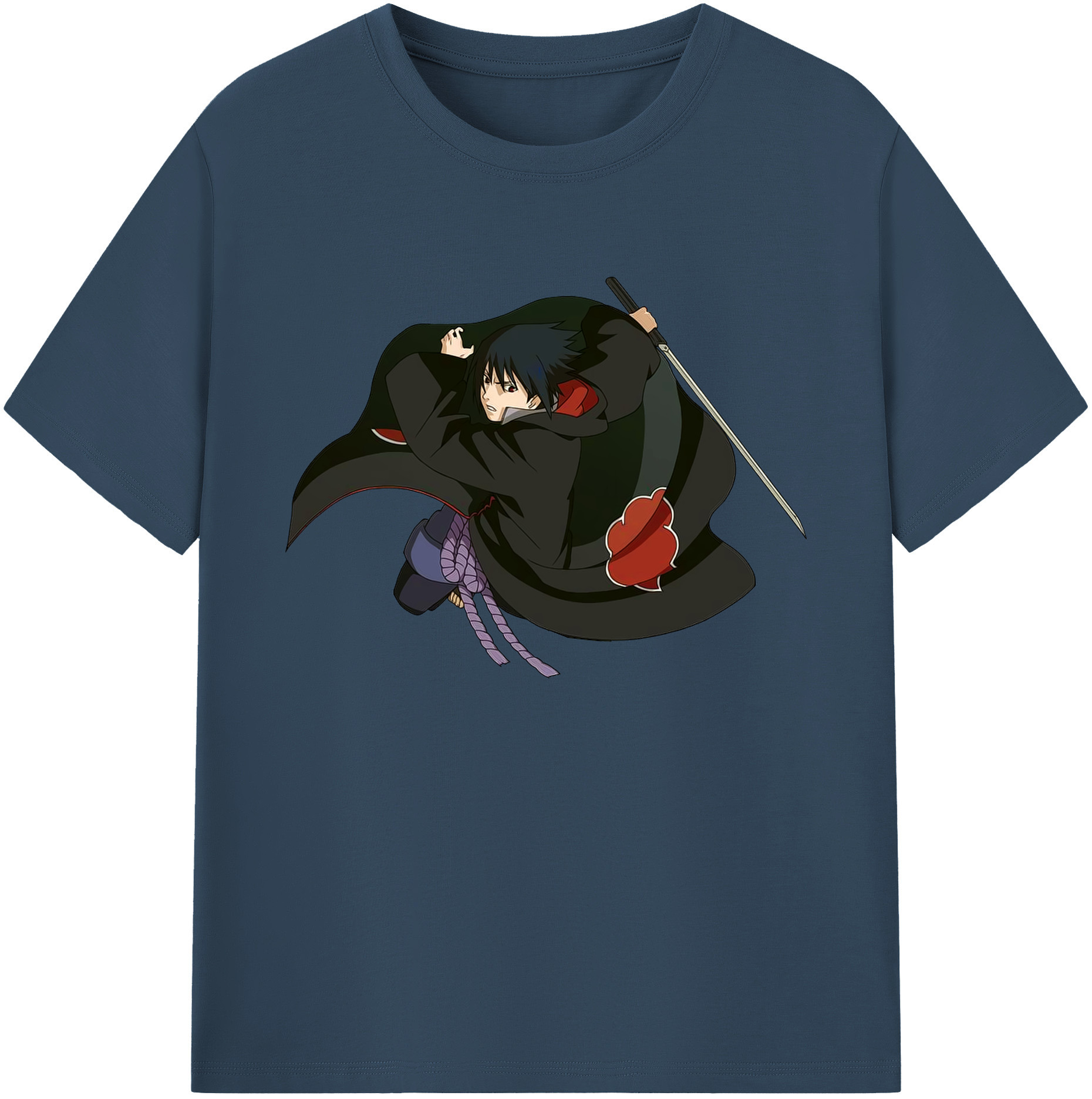 （画像用） NARUTO -ナルト- うちは サスケ Uchiha Sasuke 綿100％ メンズ半袖Tシャツ｜肌触りやわらか＆通気性