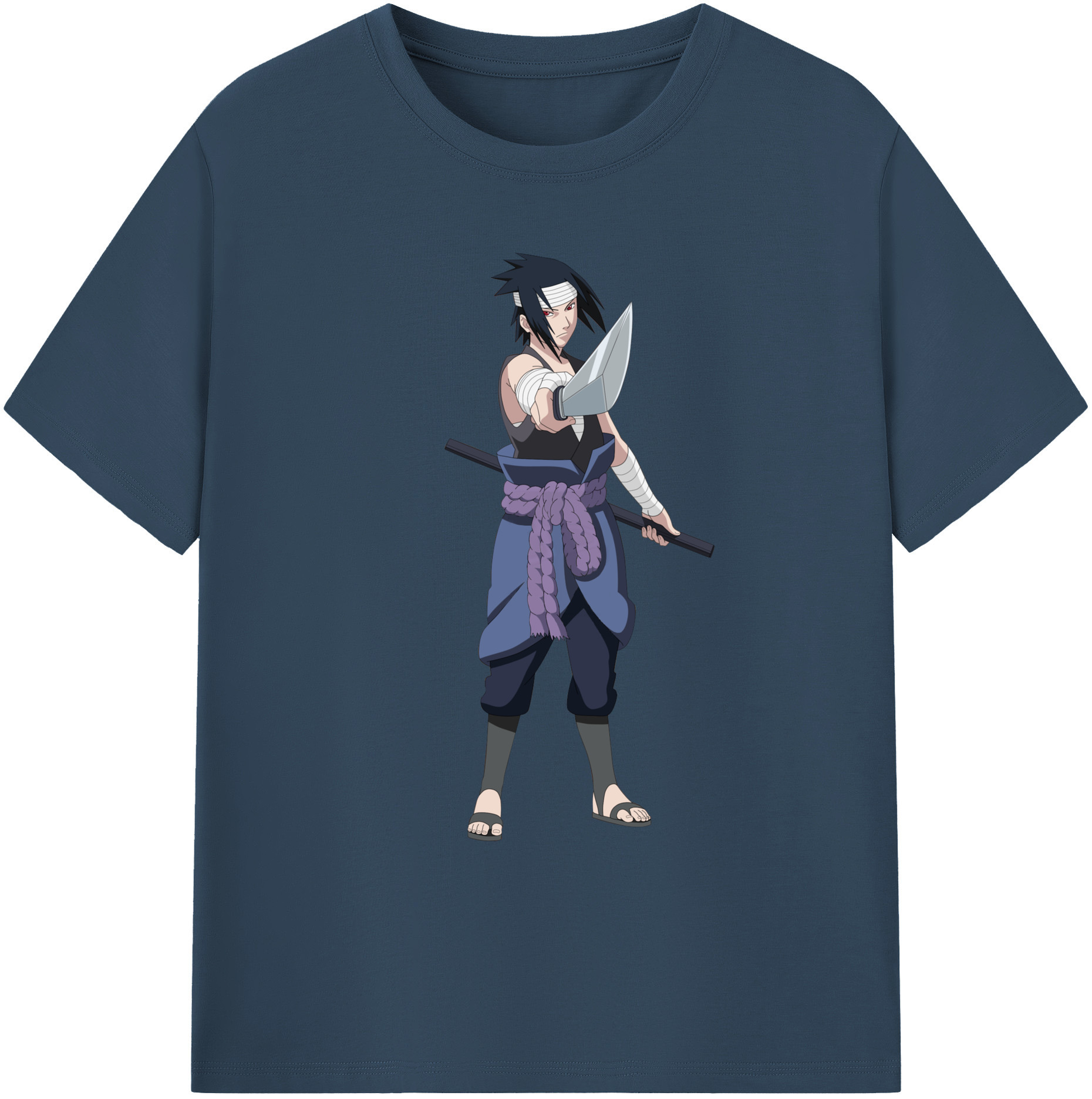 （画像用） NARUTO -ナルト- うちは サスケ Uchiha Sasuke 綿100％ メンズ半袖Tシャツ｜肌触りやわらか＆通気性