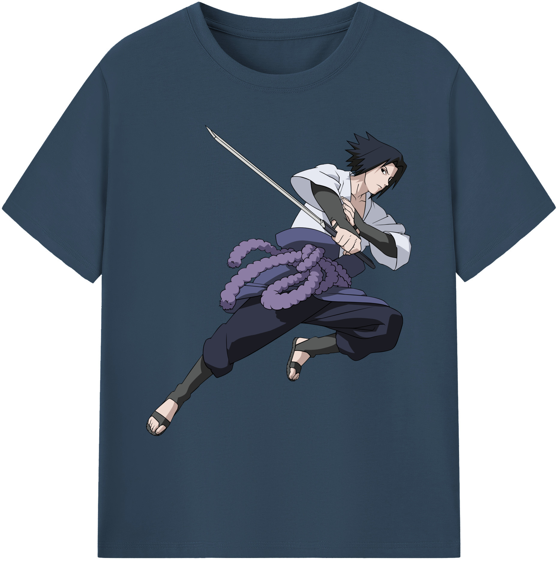 （画像用） NARUTO -ナルト- うちは サスケ Uchiha Sasuke 綿100％ メンズ半袖Tシャツ｜肌触りやわらか＆通気性