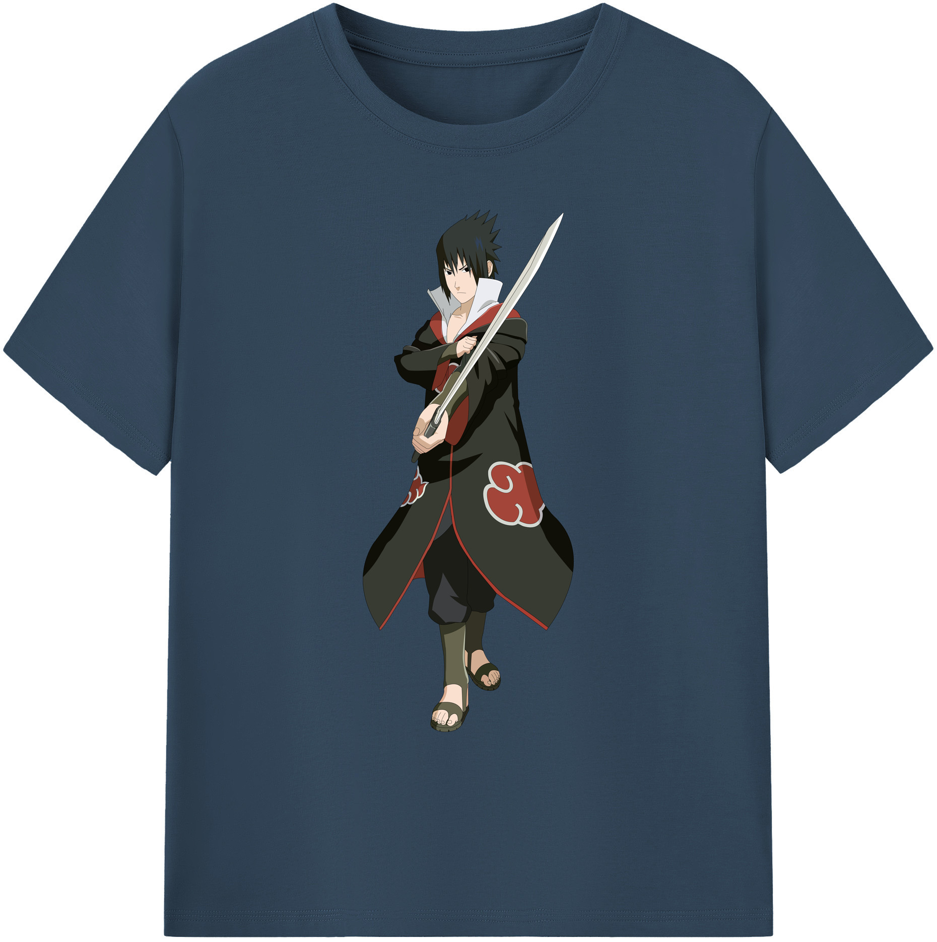 （画像用） NARUTO -ナルト- うちは サスケ Uchiha Sasuke 綿100％ メンズ半袖Tシャツ｜肌触りやわらか＆通気性