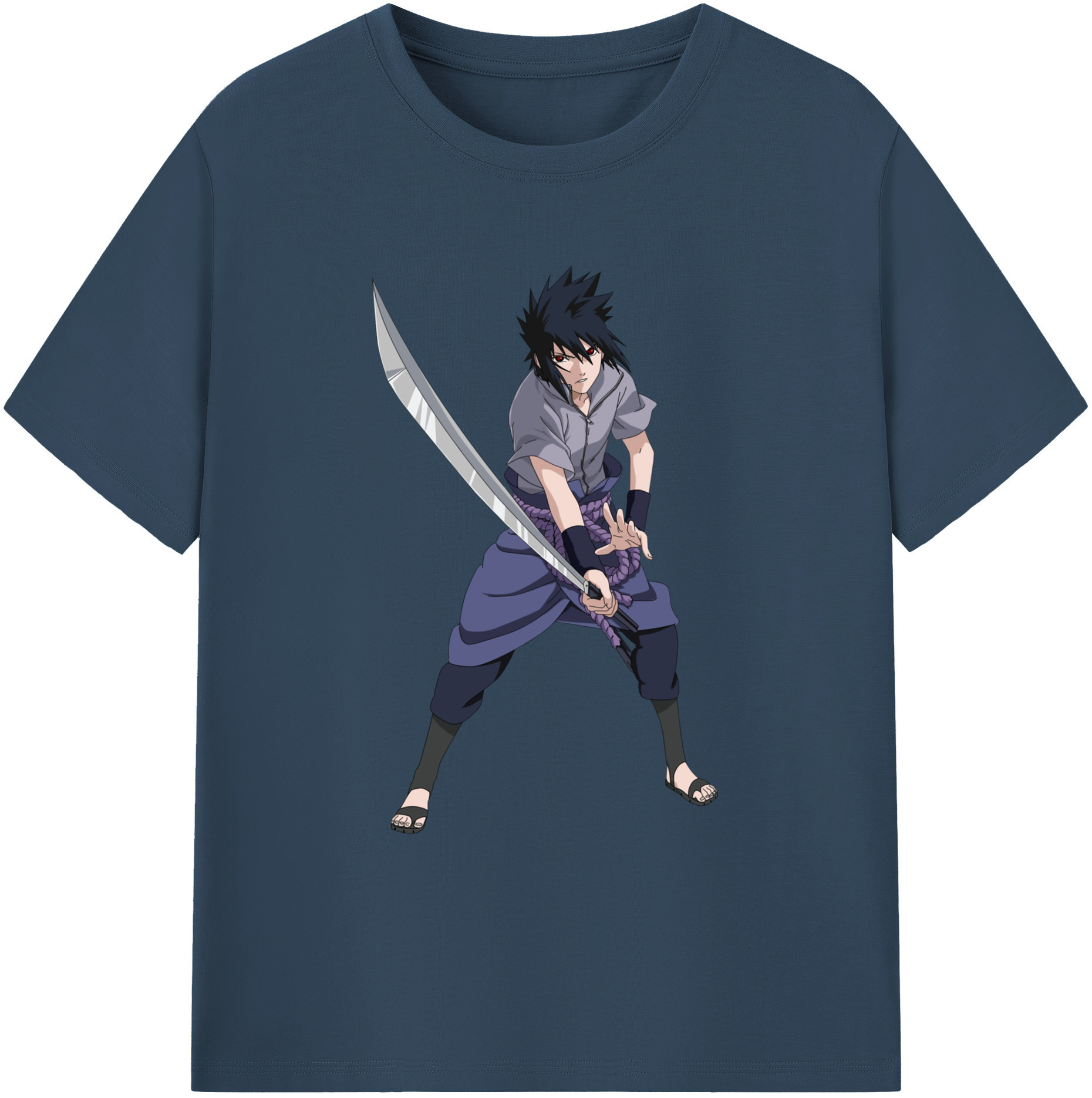 （画像用） NARUTO -ナルト- うちは サスケ Uchiha Sasuke 綿100％ メンズ半袖Tシャツ｜肌触りやわらか＆通気性