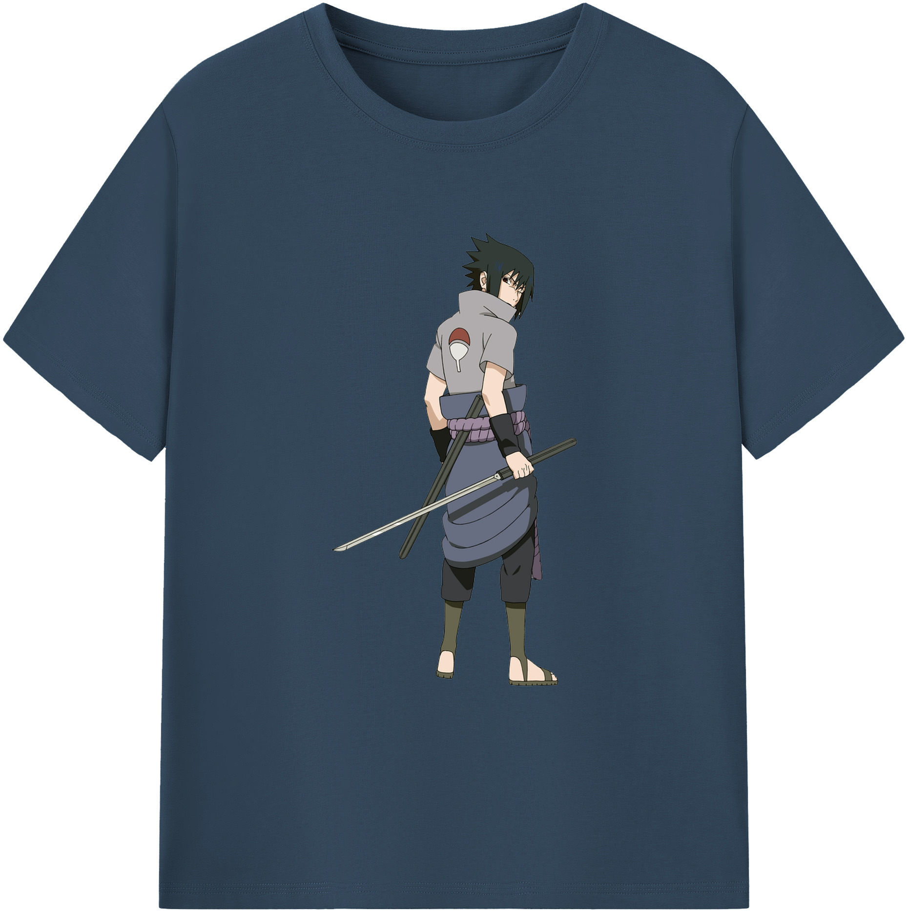 （画像用） NARUTO -ナルト- うちは サスケ Uchiha Sasuke 綿100％ メンズ半袖Tシャツ｜肌触りやわらか＆通気性