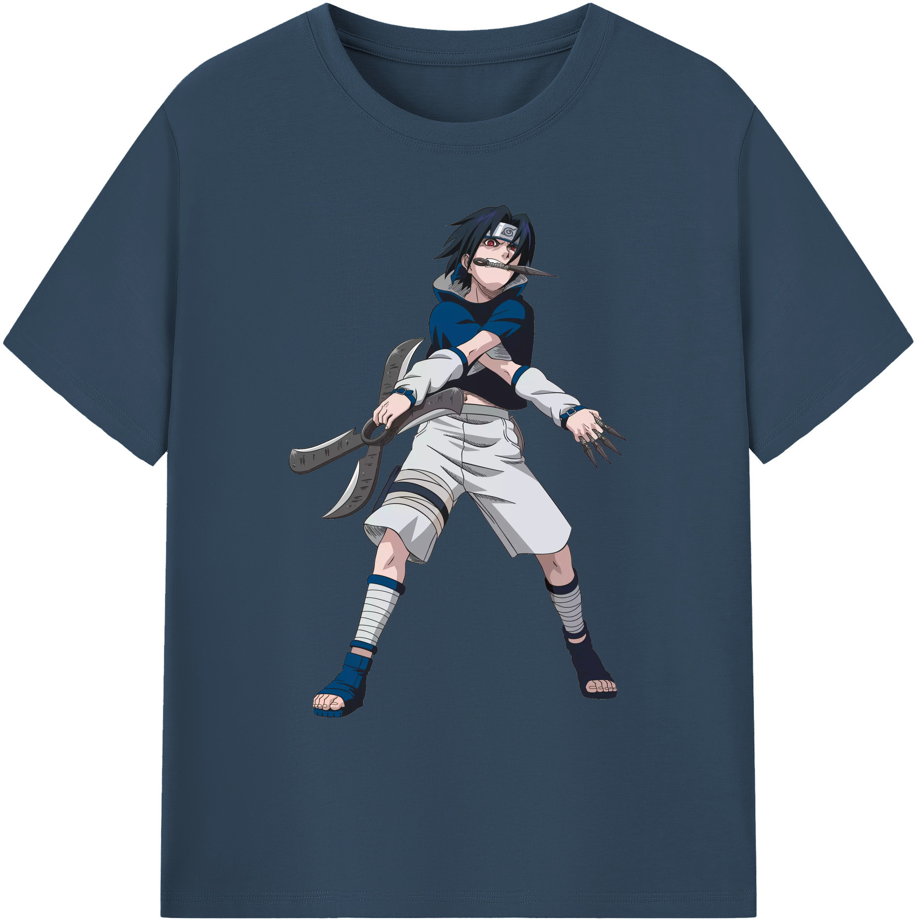 （画像用） NARUTO -ナルト- うちは サスケ Uchiha Sasuke 綿100％ メンズ半袖Tシャツ｜肌触りやわらか＆通気性