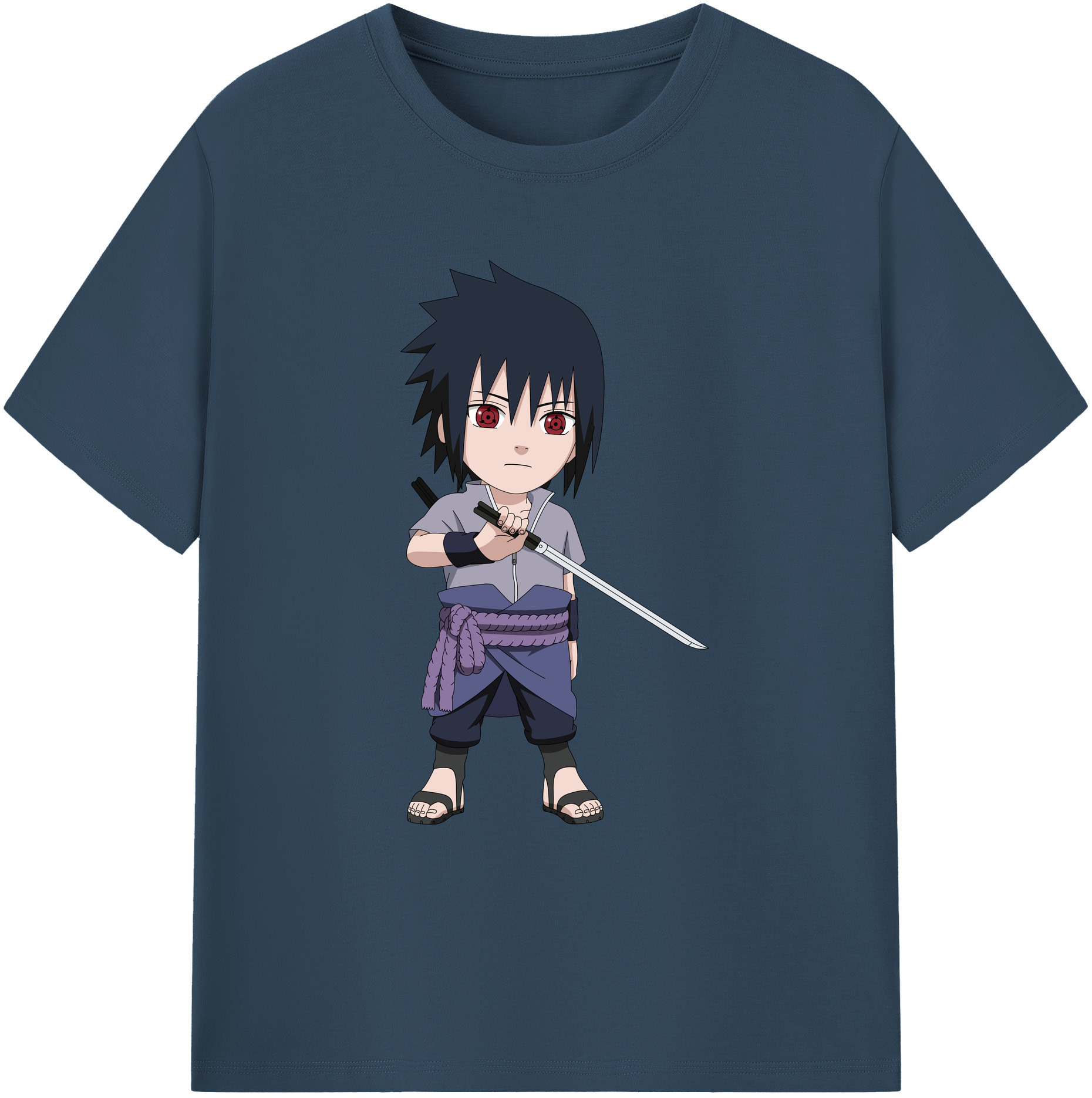 （画像用） NARUTO -ナルト- うちは サスケ Uchiha Sasuke 綿100％ メンズ半袖Tシャツ｜肌触りやわらか＆通気性