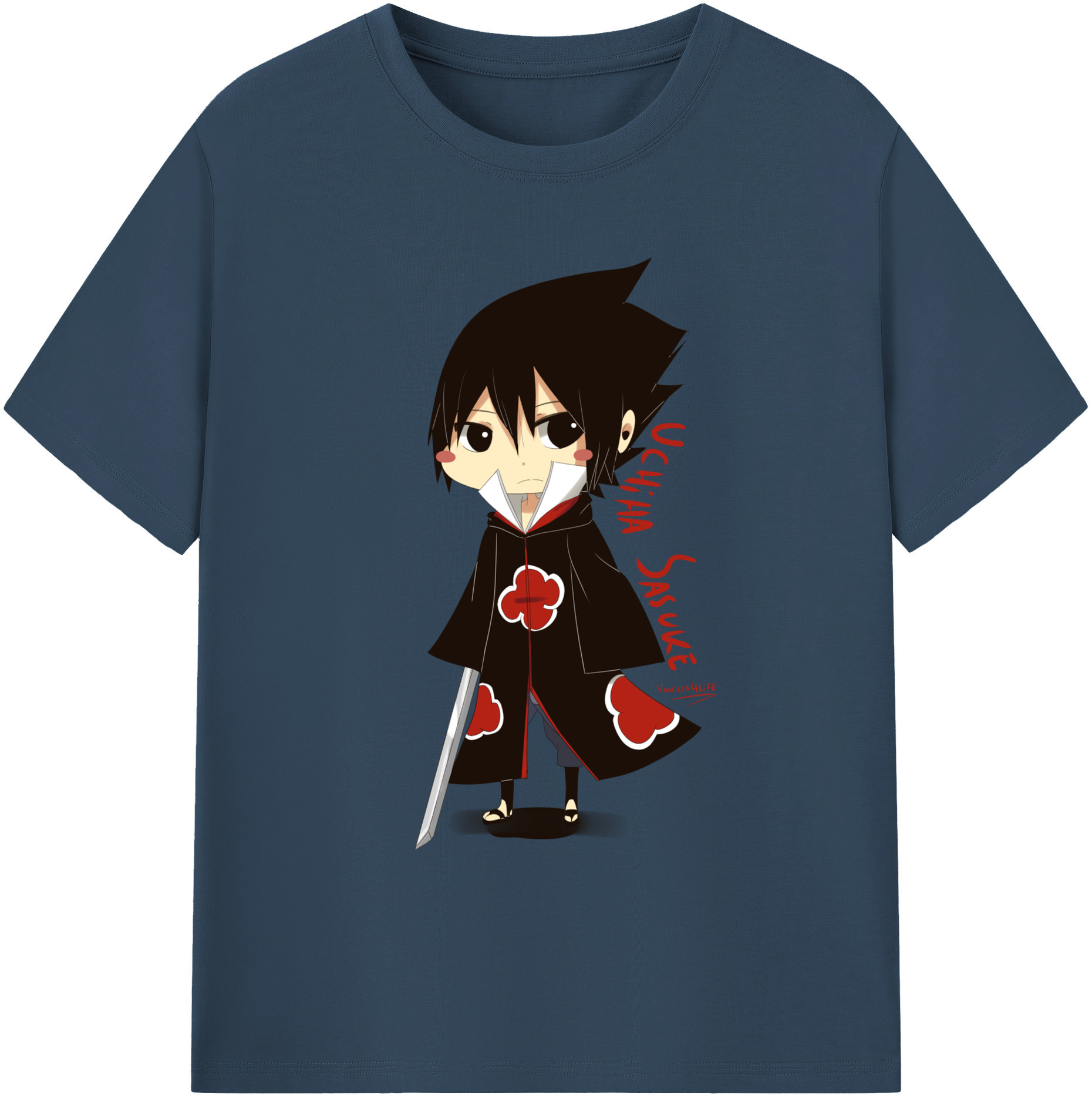 （画像用） NARUTO -ナルト- うちは サスケ Uchiha Sasuke 綿100％ メンズ半袖Tシャツ｜肌触りやわらか＆通気性