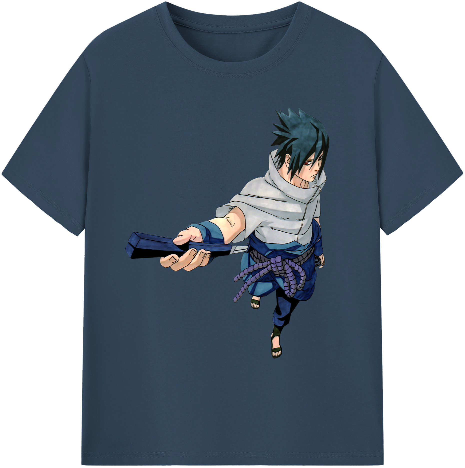 （画像用） NARUTO -ナルト- うちは サスケ Uchiha Sasuke 綿100％ メンズ半袖Tシャツ｜肌触りやわらか＆通気性
