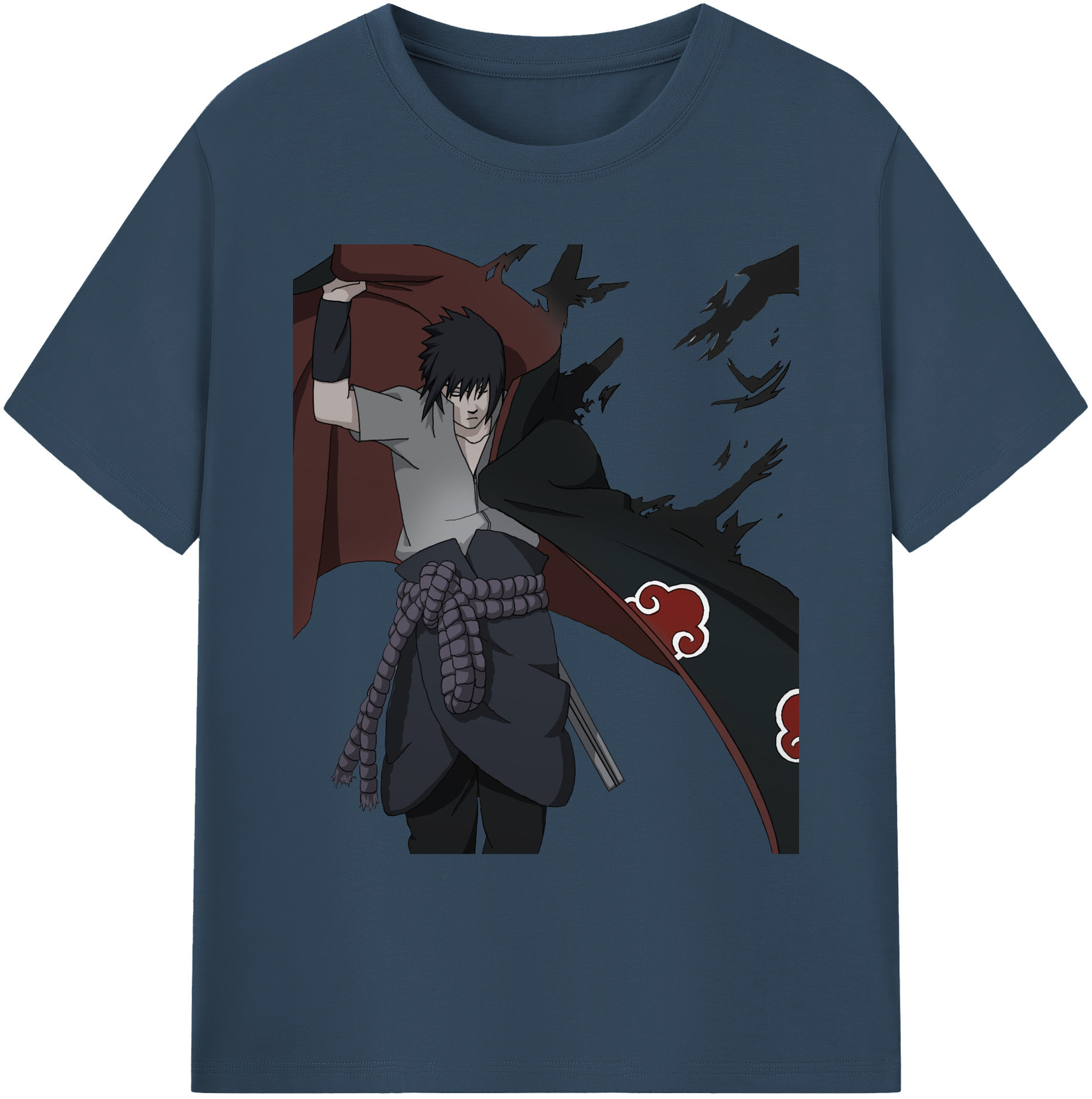 （画像用） NARUTO -ナルト- うちは サスケ Uchiha Sasuke 綿100％ メンズ半袖Tシャツ｜肌触りやわらか＆通気性