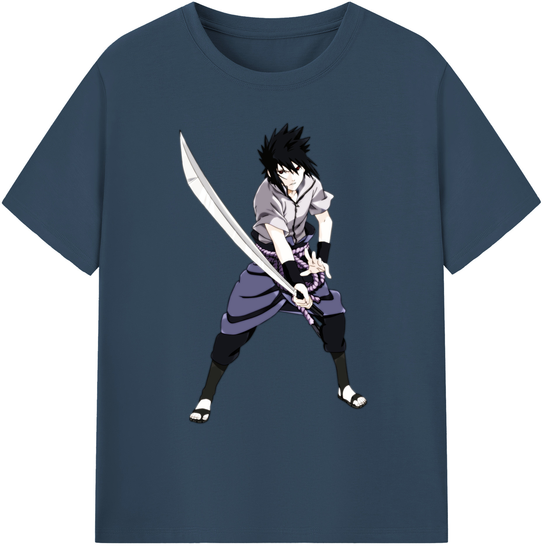 （画像用） NARUTO -ナルト- うちは サスケ Uchiha Sasuke 綿100％ メンズ半袖Tシャツ｜肌触りやわらか＆通気性
