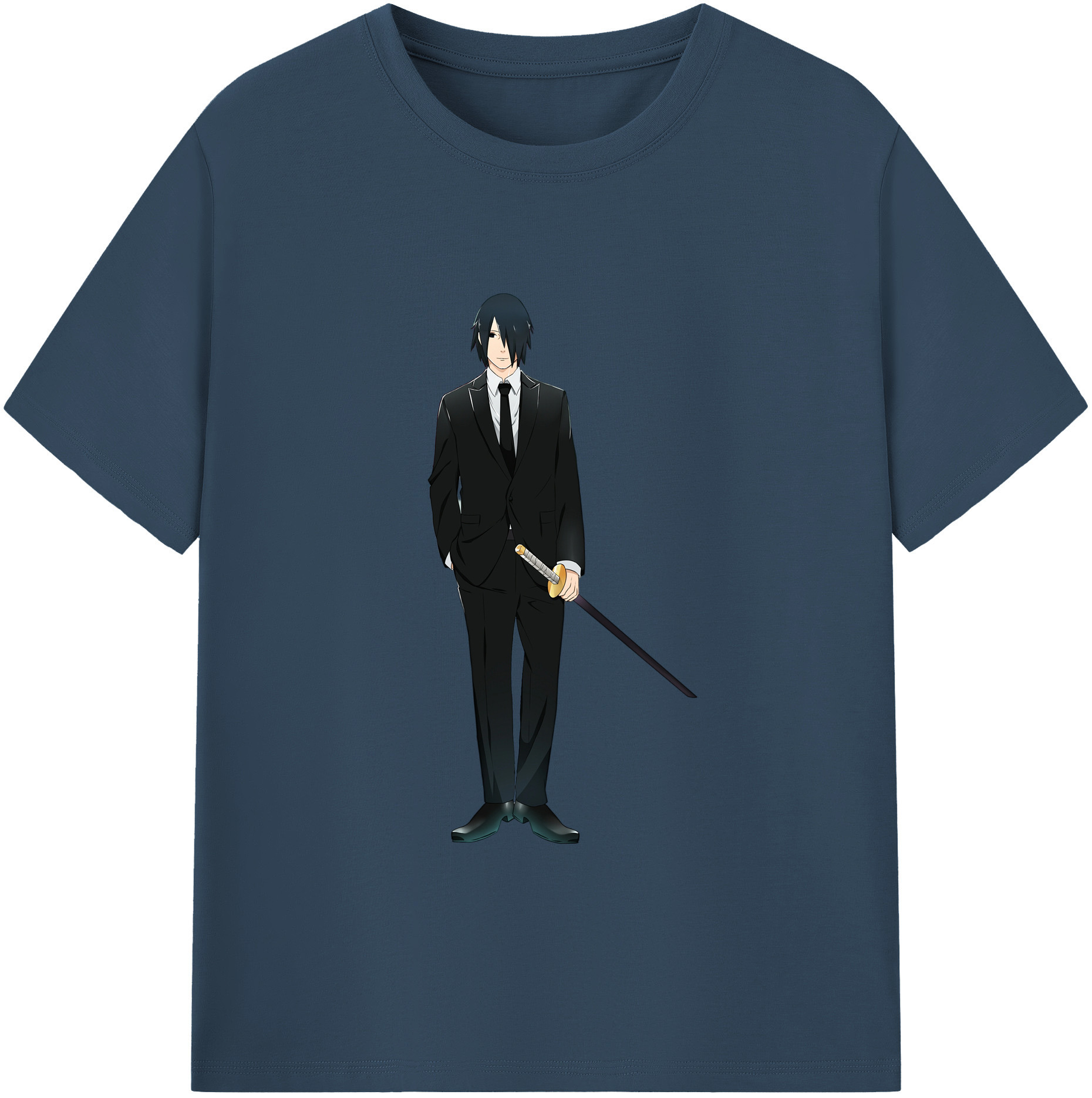 （画像用） NARUTO -ナルト- うちは サスケ Uchiha Sasuke 綿100％ メンズ半袖Tシャツ｜肌触りやわらか＆通気性