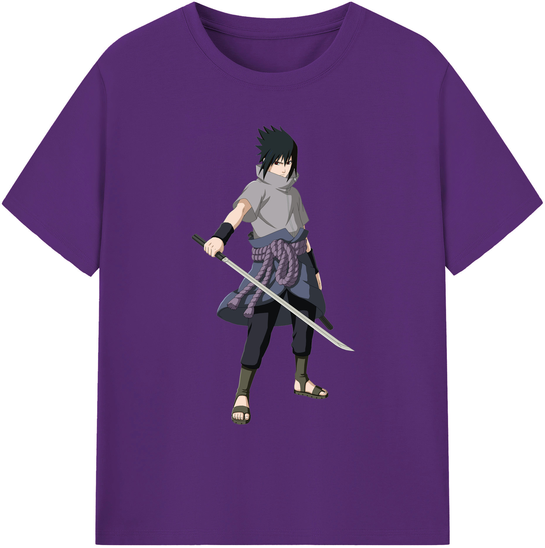 （画像用） NARUTO -ナルト- うちは サスケ Uchiha Sasuke 綿100％ メンズ半袖Tシャツ｜肌触りやわらか＆通気性