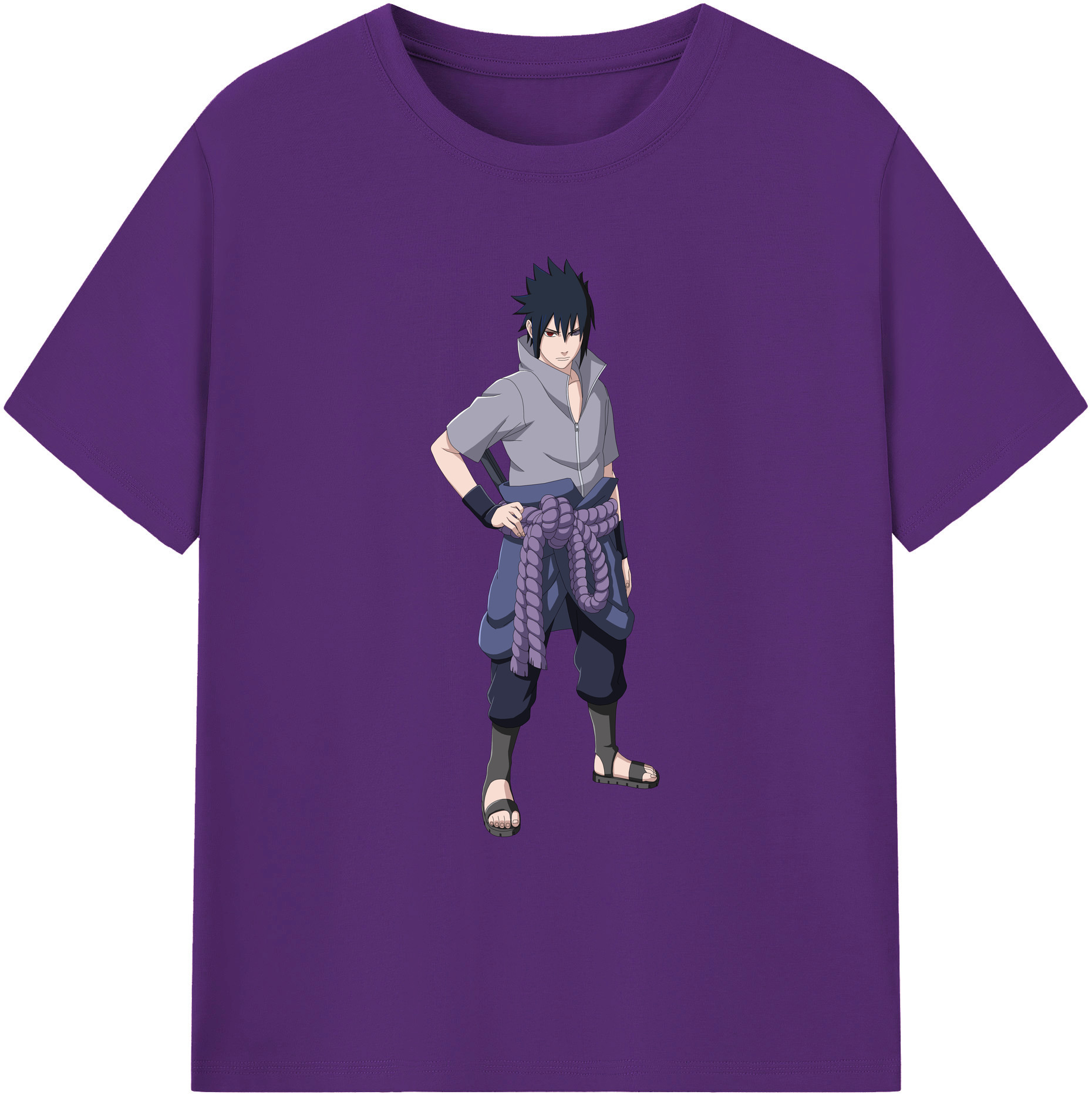 （画像用） NARUTO -ナルト- うちは サスケ Uchiha Sasuke 綿100％ メンズ半袖Tシャツ｜肌触りやわらか＆通気性