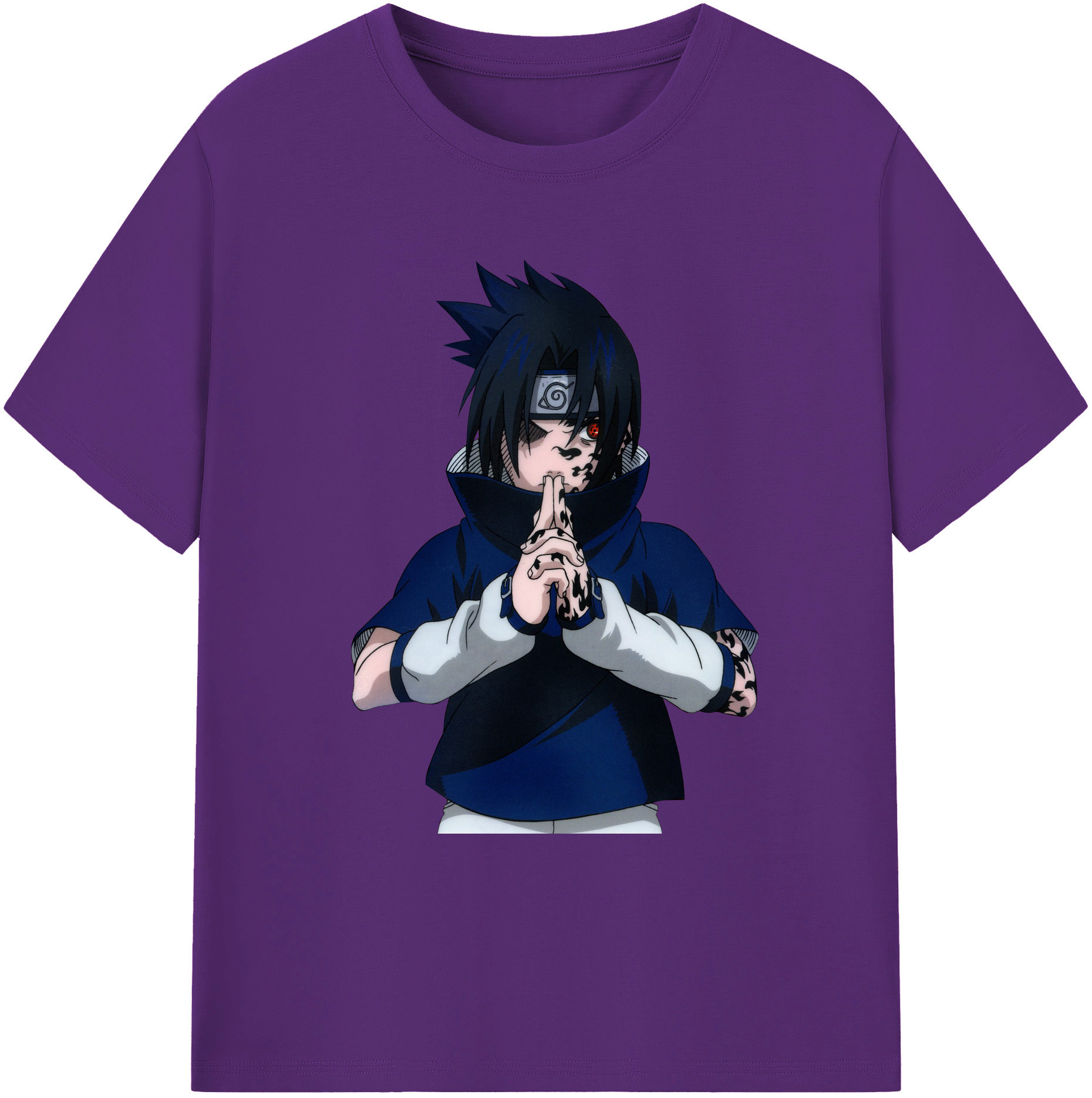 （画像用） NARUTO -ナルト- うちは サスケ Uchiha Sasuke 綿100％ メンズ半袖Tシャツ｜肌触りやわらか＆通気性