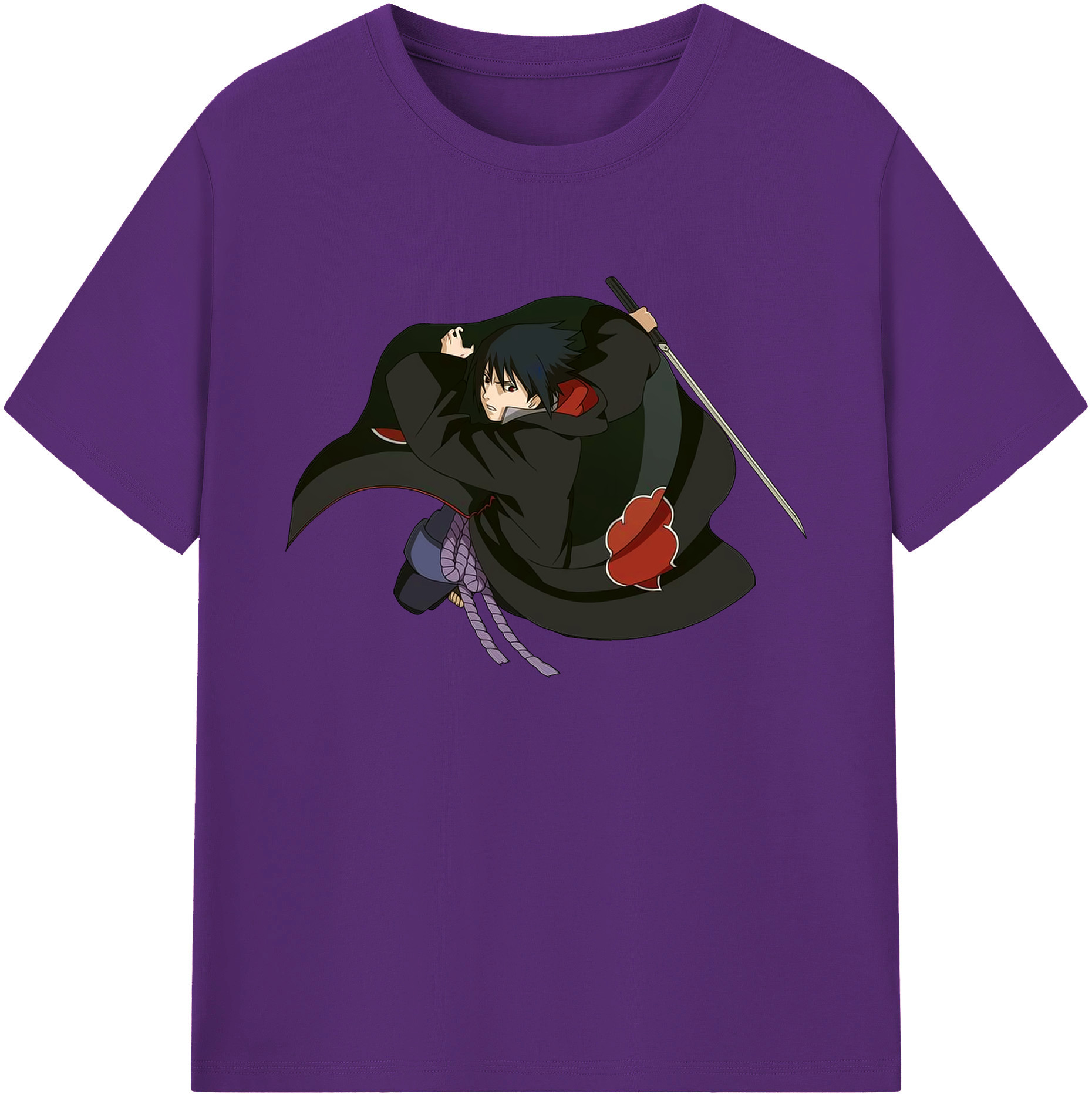 （画像用） NARUTO -ナルト- うちは サスケ Uchiha Sasuke 綿100％ メンズ半袖Tシャツ｜肌触りやわらか＆通気性