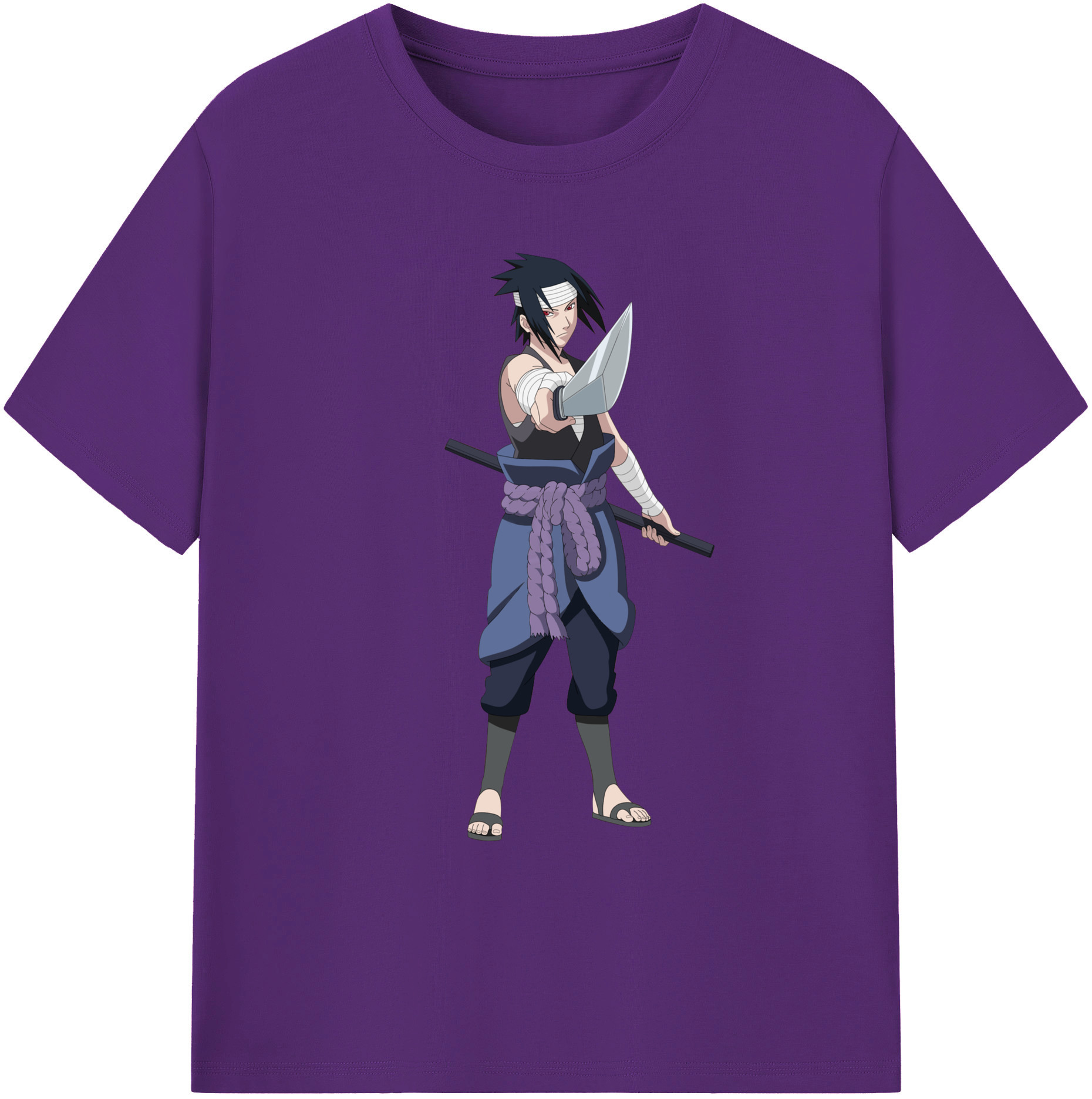 （画像用） NARUTO -ナルト- うちは サスケ Uchiha Sasuke 綿100％ メンズ半袖Tシャツ｜肌触りやわらか＆通気性