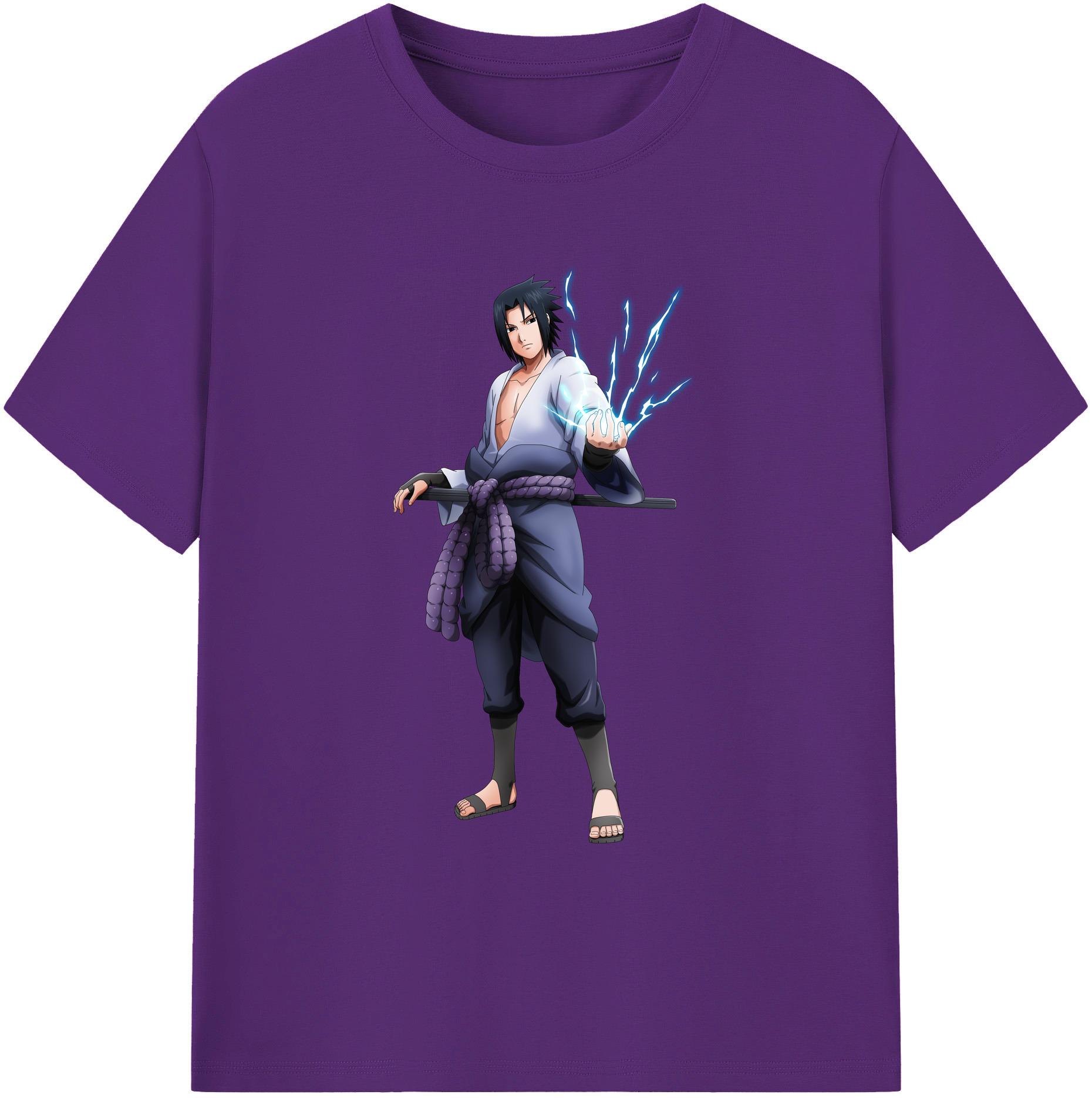（画像用） NARUTO -ナルト- うちは サスケ Uchiha Sasuke 綿100％ メンズ半袖Tシャツ｜肌触りやわらか＆通気性