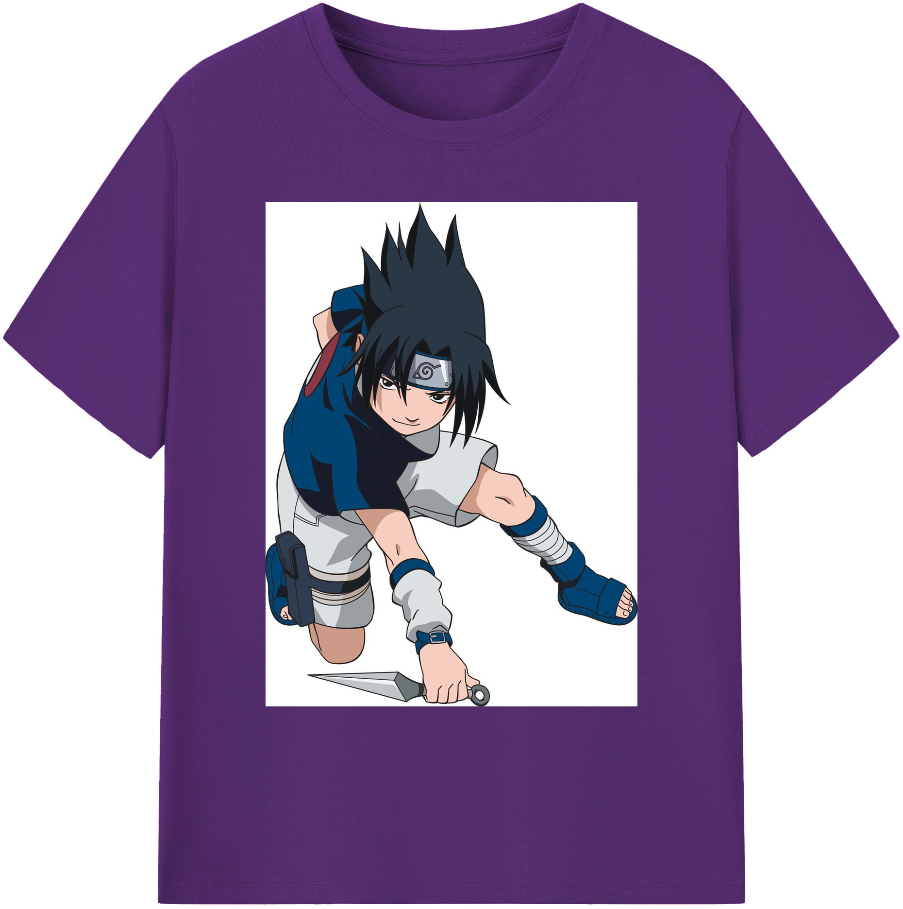 NARUTO -ナルト- うちは サスケ Uchiha Sasuke 綿100％ メンズ半袖Tシャツ｜肌触りやわらか＆通気性