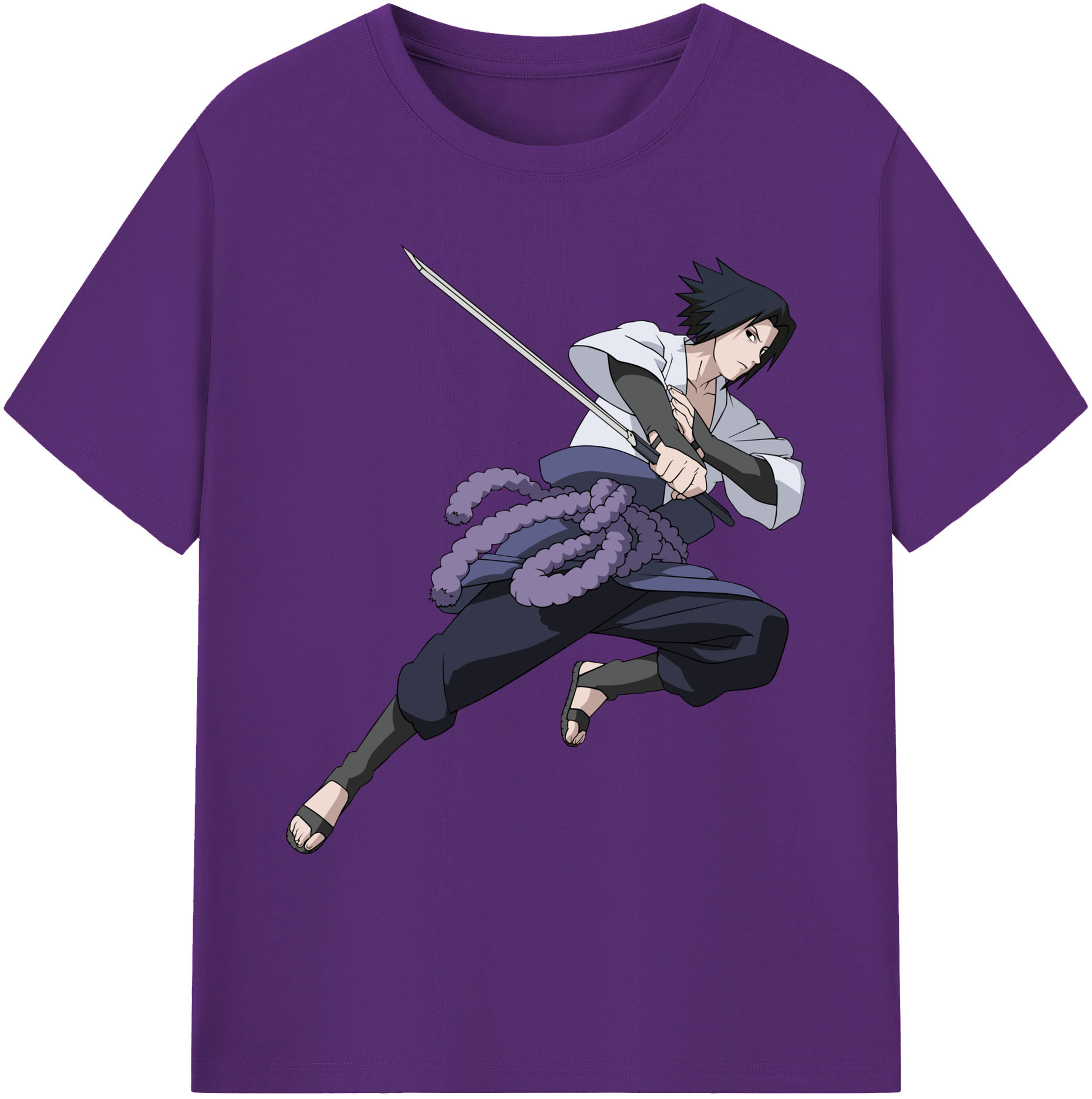 （画像用） NARUTO -ナルト- うちは サスケ Uchiha Sasuke 綿100％ メンズ半袖Tシャツ｜肌触りやわらか＆通気性