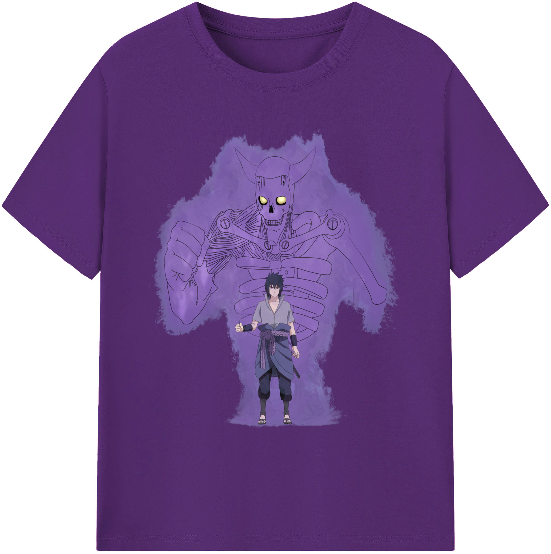 （画像用） NARUTO -ナルト- うちは サスケ Uchiha Sasuke 綿100％ メンズ半袖Tシャツ｜肌触りやわらか＆通気性