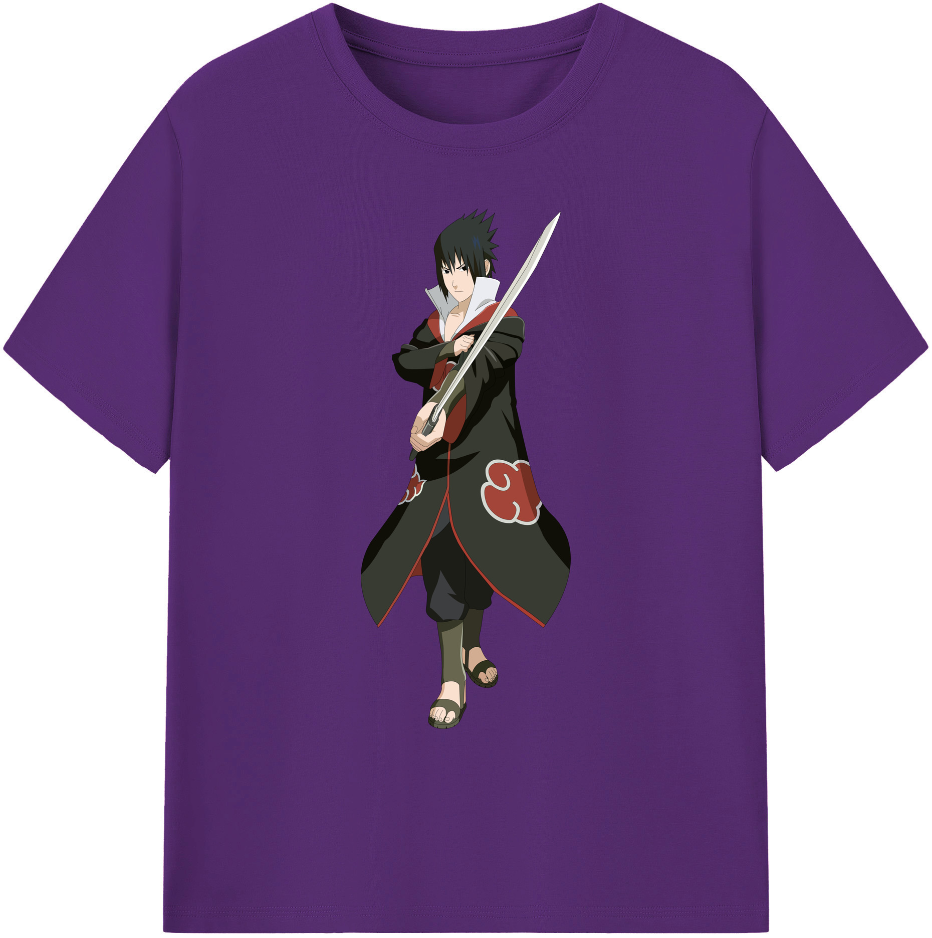 （画像用） NARUTO -ナルト- うちは サスケ Uchiha Sasuke 綿100％ メンズ半袖Tシャツ｜肌触りやわらか＆通気性