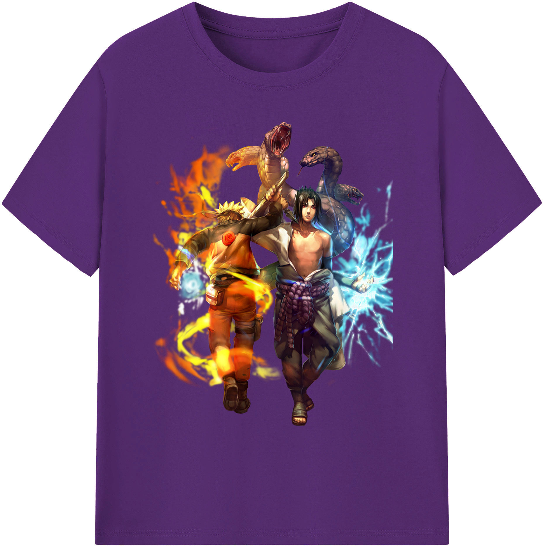 （画像用） NARUTO -ナルト- うちは サスケ Uchiha Sasuke 綿100％ メンズ半袖Tシャツ｜肌触りやわらか＆通気性