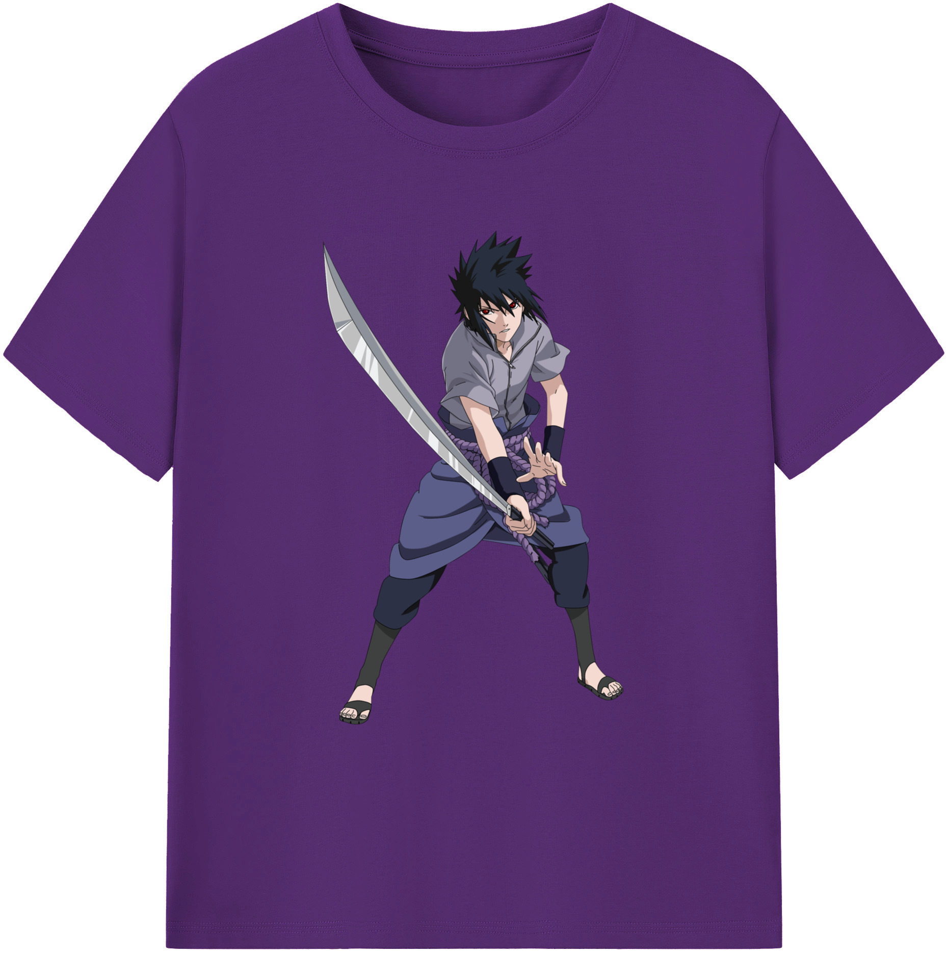 （画像用） NARUTO -ナルト- うちは サスケ Uchiha Sasuke 綿100％ メンズ半袖Tシャツ｜肌触りやわらか＆通気性