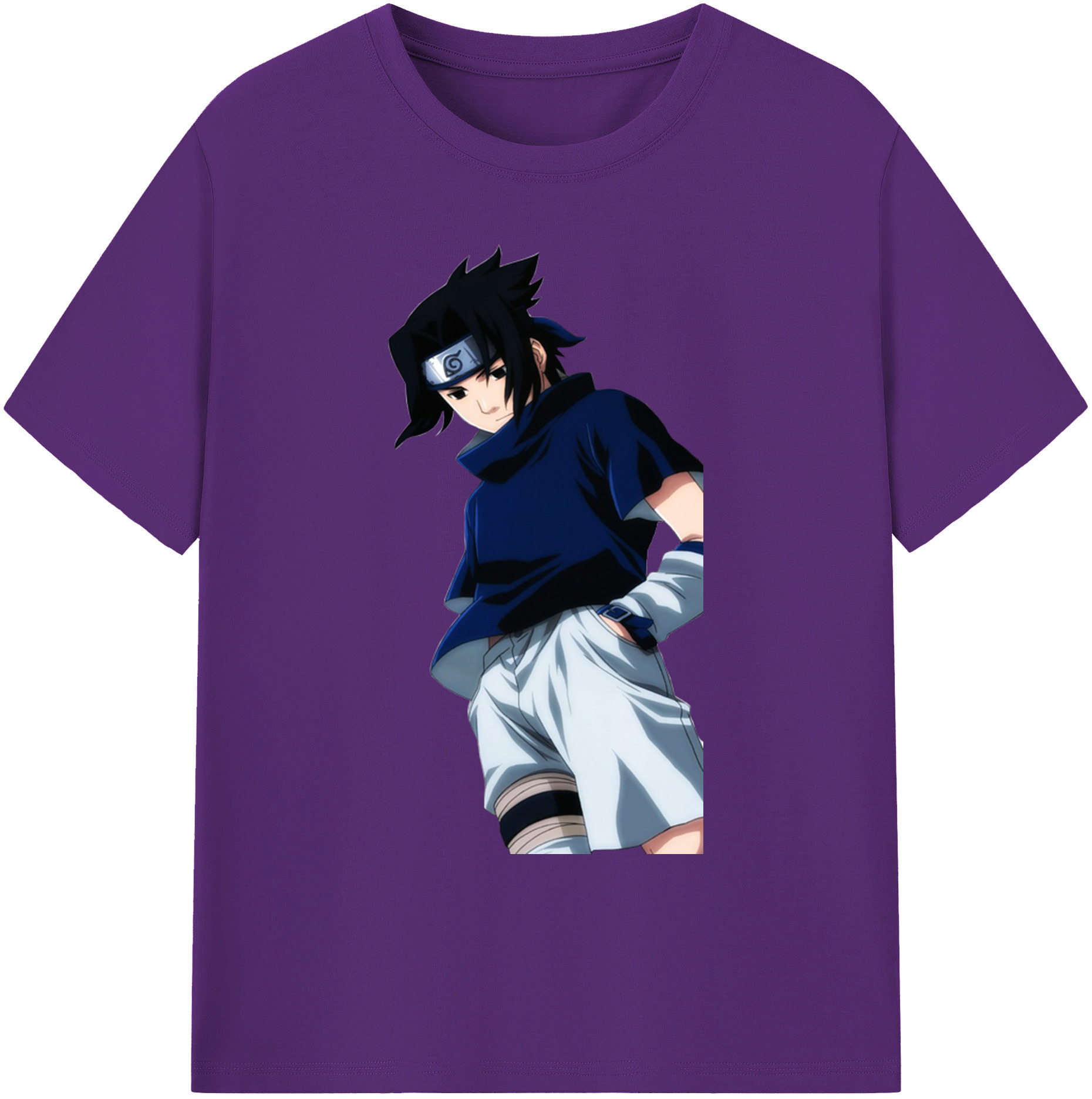 （画像用） NARUTO -ナルト- うちは サスケ Uchiha Sasuke 綿100％ メンズ半袖Tシャツ｜肌触りやわらか＆通気性