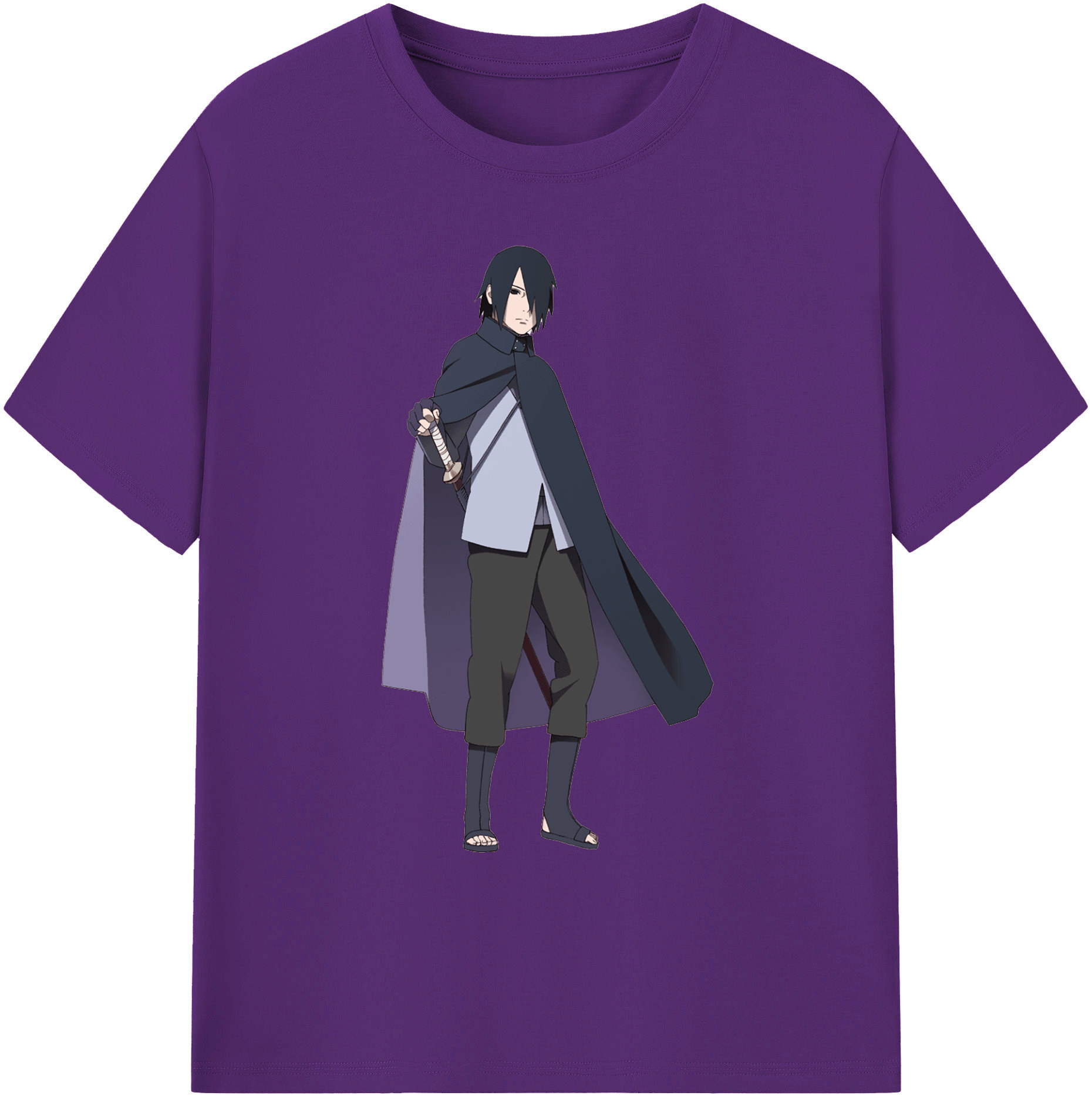 （画像用） NARUTO -ナルト- うちは サスケ Uchiha Sasuke 綿100％ メンズ半袖Tシャツ｜肌触りやわらか＆通気性