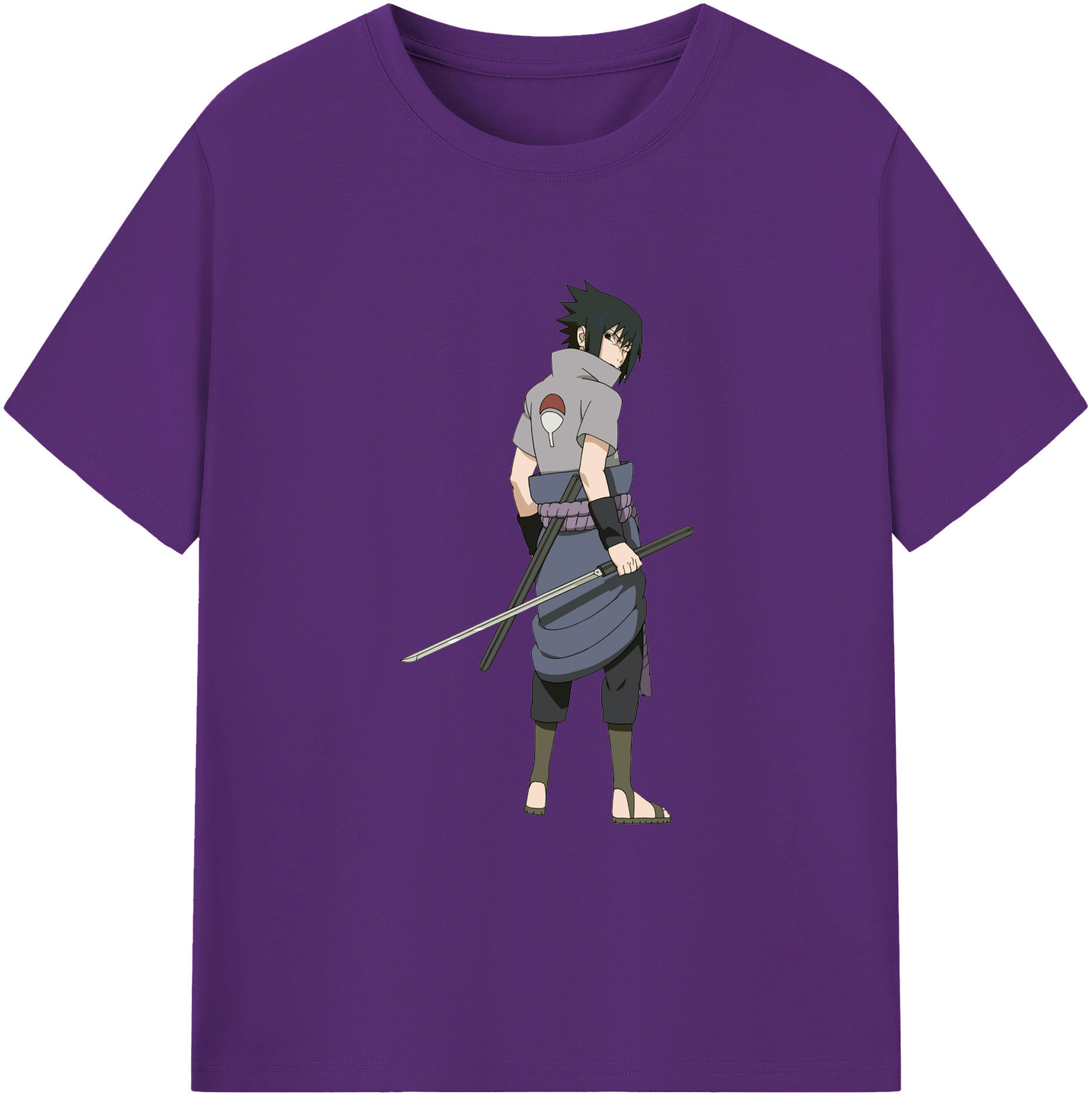 （画像用） NARUTO -ナルト- うちは サスケ Uchiha Sasuke 綿100％ メンズ半袖Tシャツ｜肌触りやわらか＆通気性
