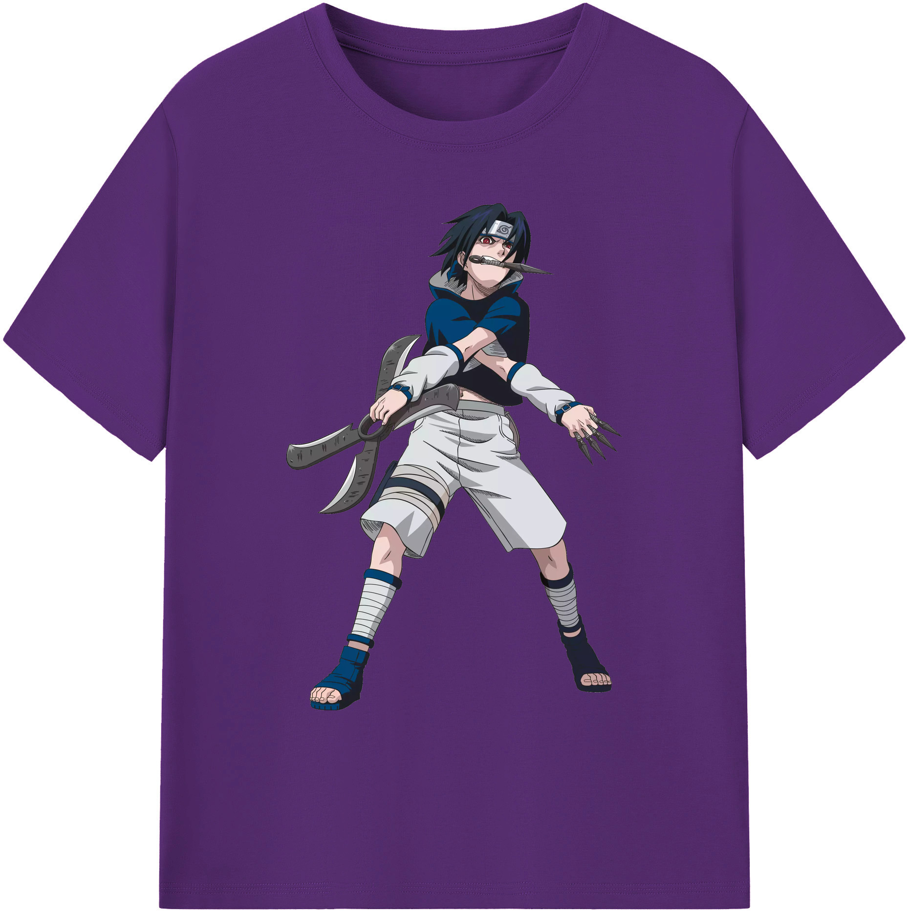 （画像用） NARUTO -ナルト- うちは サスケ Uchiha Sasuke 綿100％ メンズ半袖Tシャツ｜肌触りやわらか＆通気性
