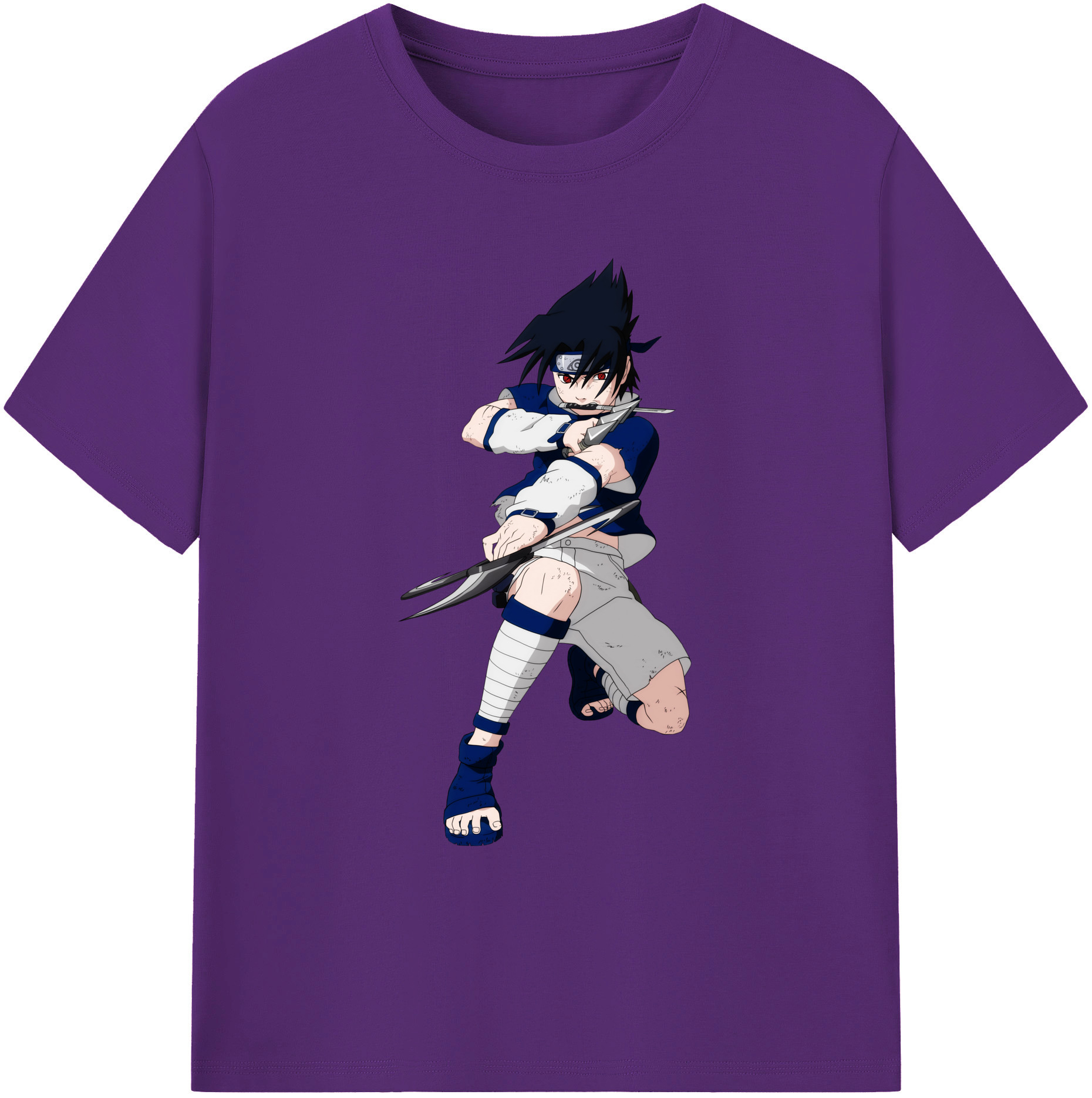 （画像用） NARUTO -ナルト- うちは サスケ Uchiha Sasuke 綿100％ メンズ半袖Tシャツ｜肌触りやわらか＆通気性
