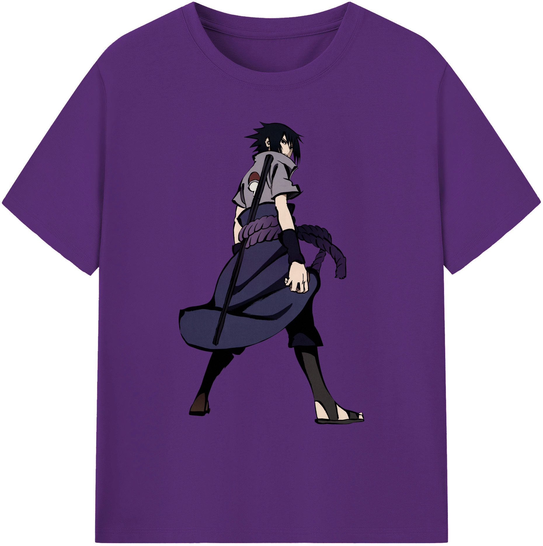 （画像用） NARUTO -ナルト- うちは サスケ Uchiha Sasuke 綿100％ メンズ半袖Tシャツ｜肌触りやわらか＆通気性