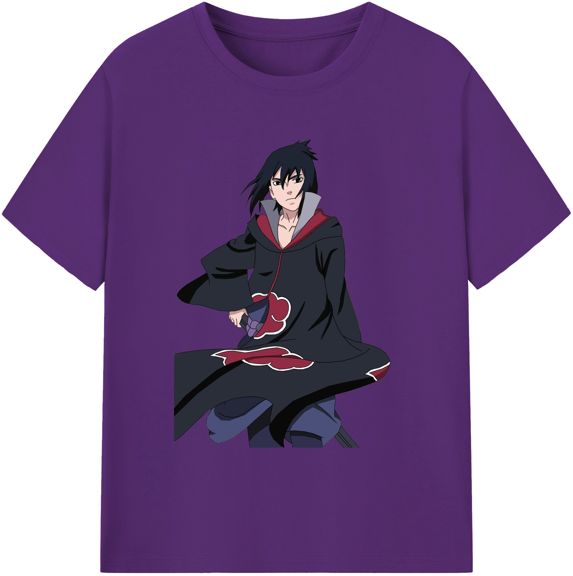 （画像用） NARUTO -ナルト- うちは サスケ Uchiha Sasuke 綿100％ メンズ半袖Tシャツ｜肌触りやわらか＆通気性
