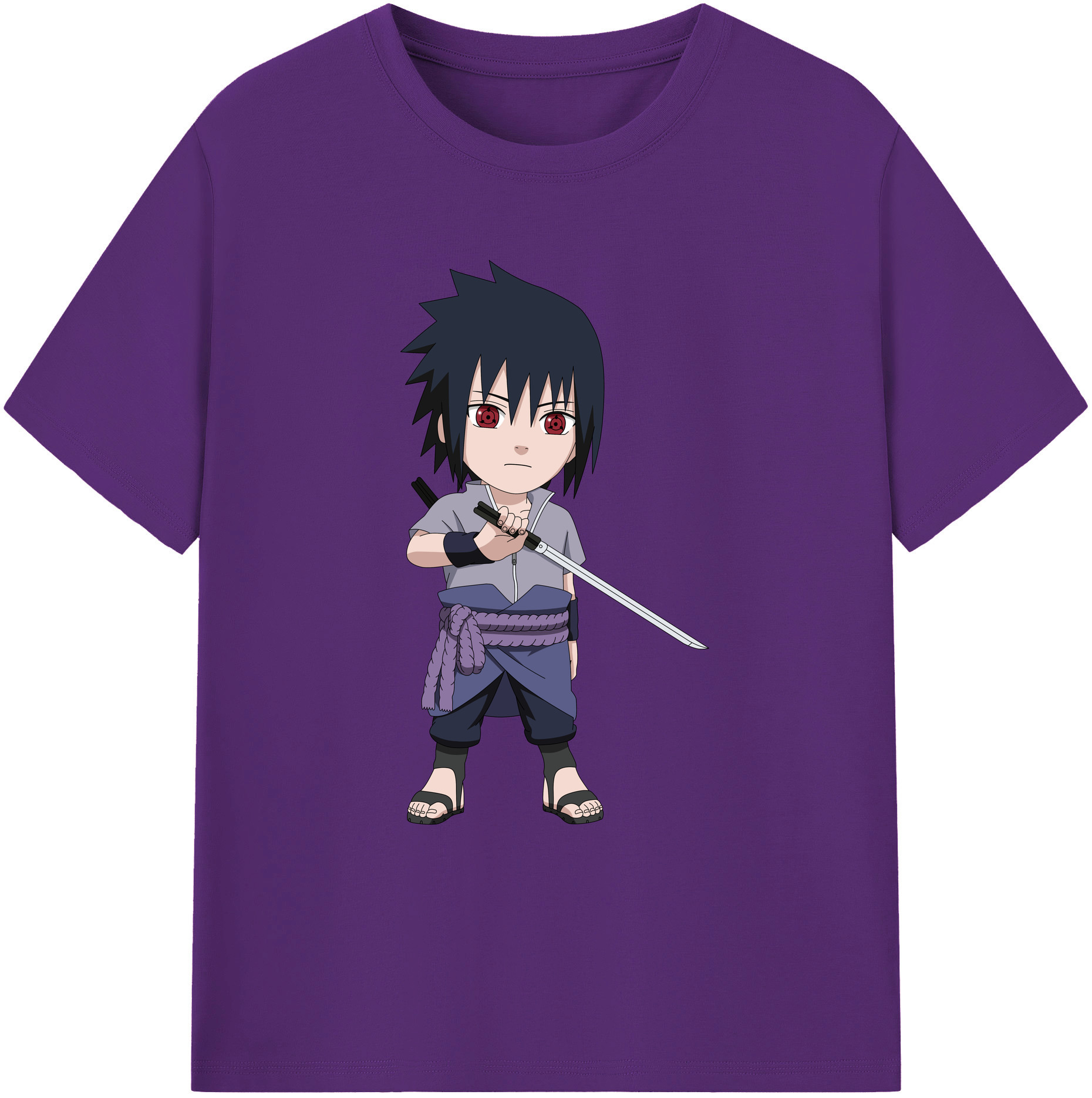 （画像用） NARUTO -ナルト- うちは サスケ Uchiha Sasuke 綿100％ メンズ半袖Tシャツ｜肌触りやわらか＆通気性