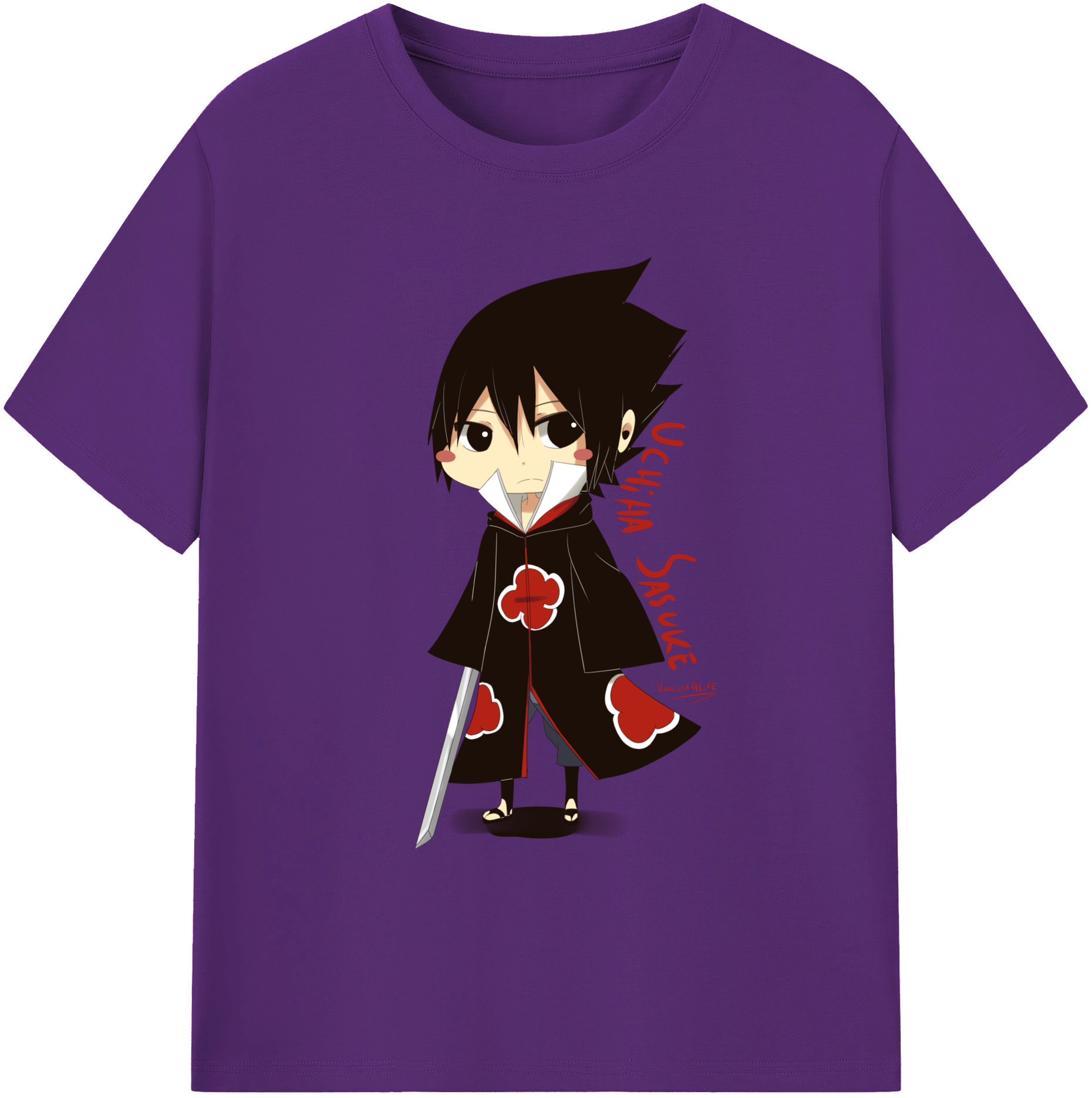 （画像用） NARUTO -ナルト- うちは サスケ Uchiha Sasuke 綿100％ メンズ半袖Tシャツ｜肌触りやわらか＆通気性